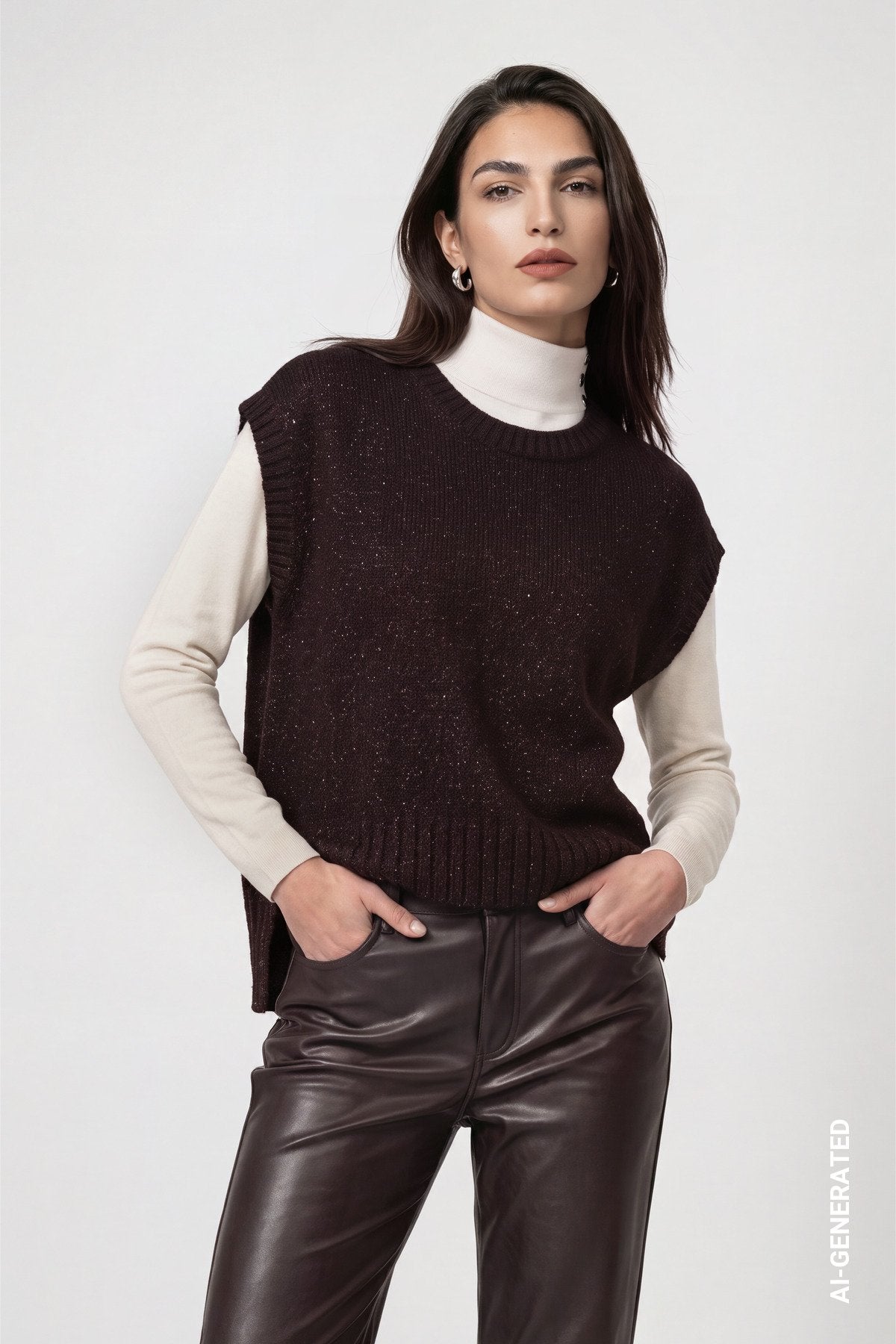 Strickpullunder mit Lurex (Black Coffee)