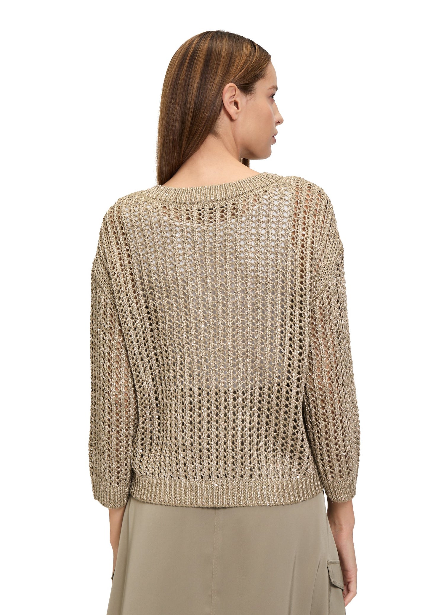 Lochstrick-Pullover (Soft Olive)