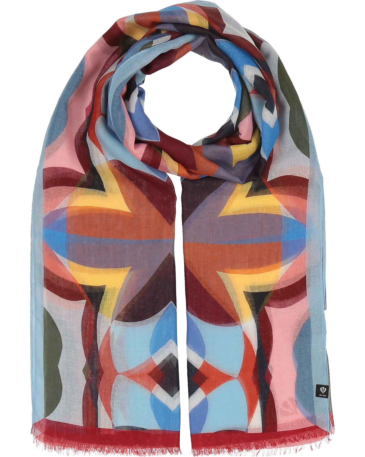 Schal Sustainability Edition - Stola mit geometrischem Muster im Retro-Design (True Blue)