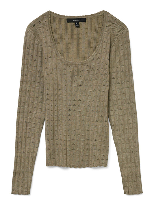 Vmwillow Pointelle Ls U-nck Pullover Boo (Mermaid)