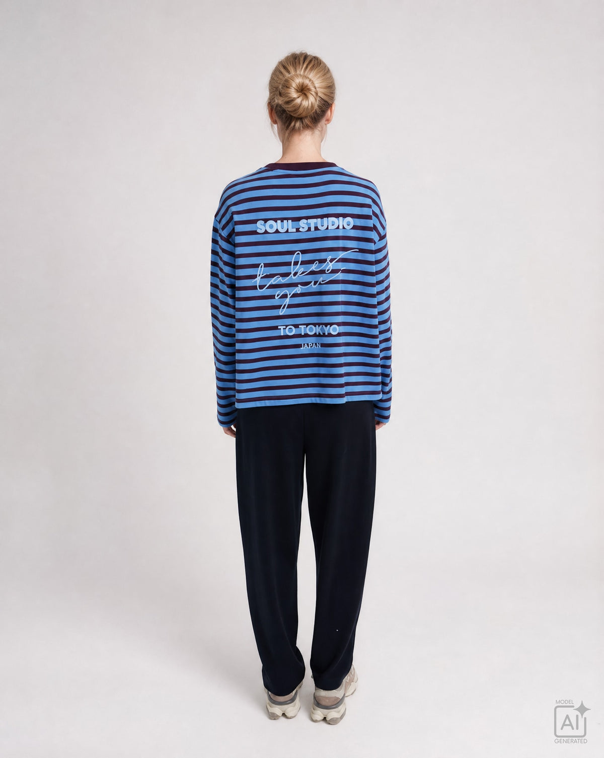 Boxy  Sweatshirt Soul Studio Striped (Saphire)