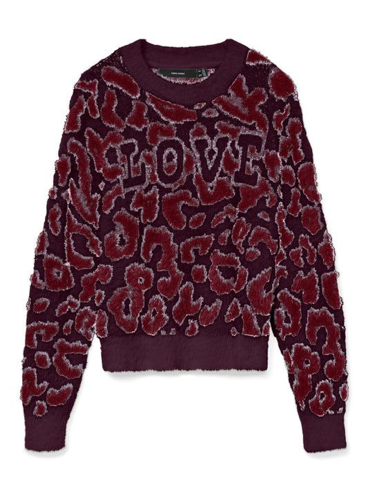 Vmjungle Ls O-neck Pullover Boo (Winetastin)