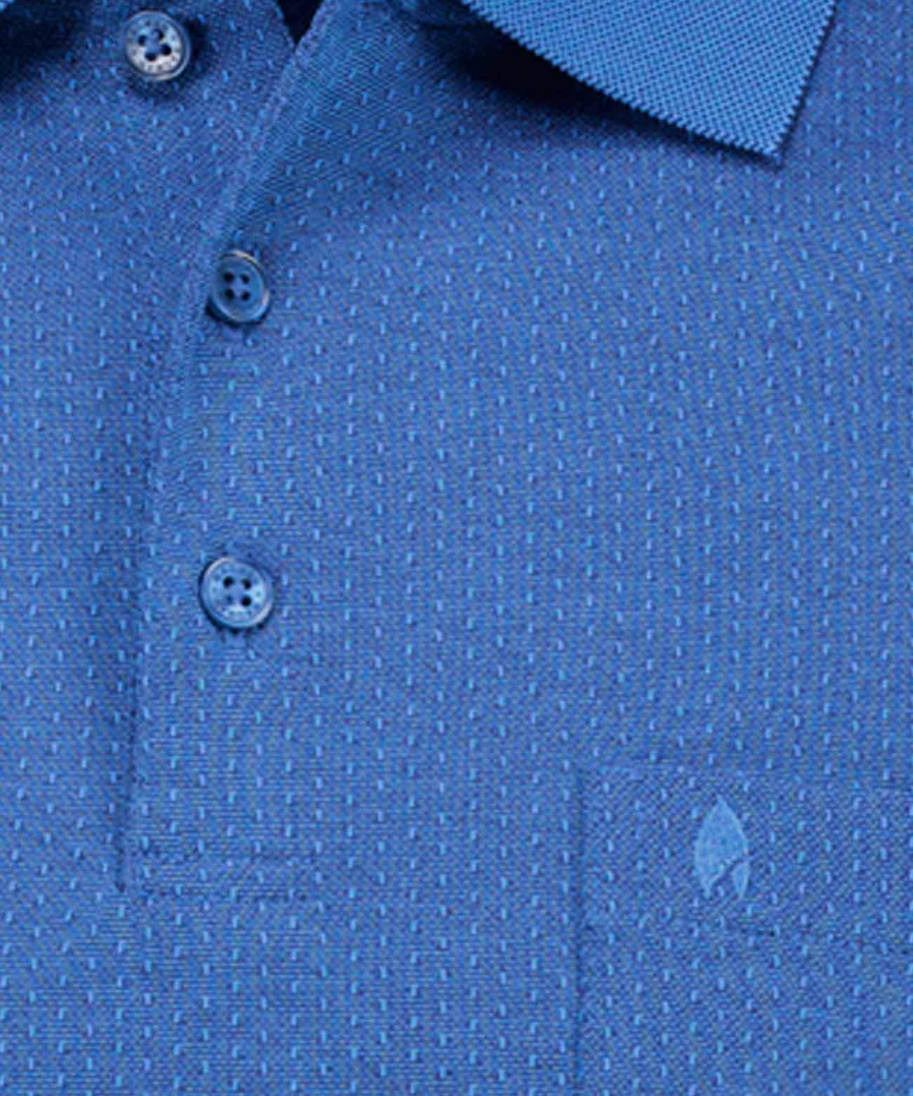 Softknit-Poloshirt Jacquard (Blau)
