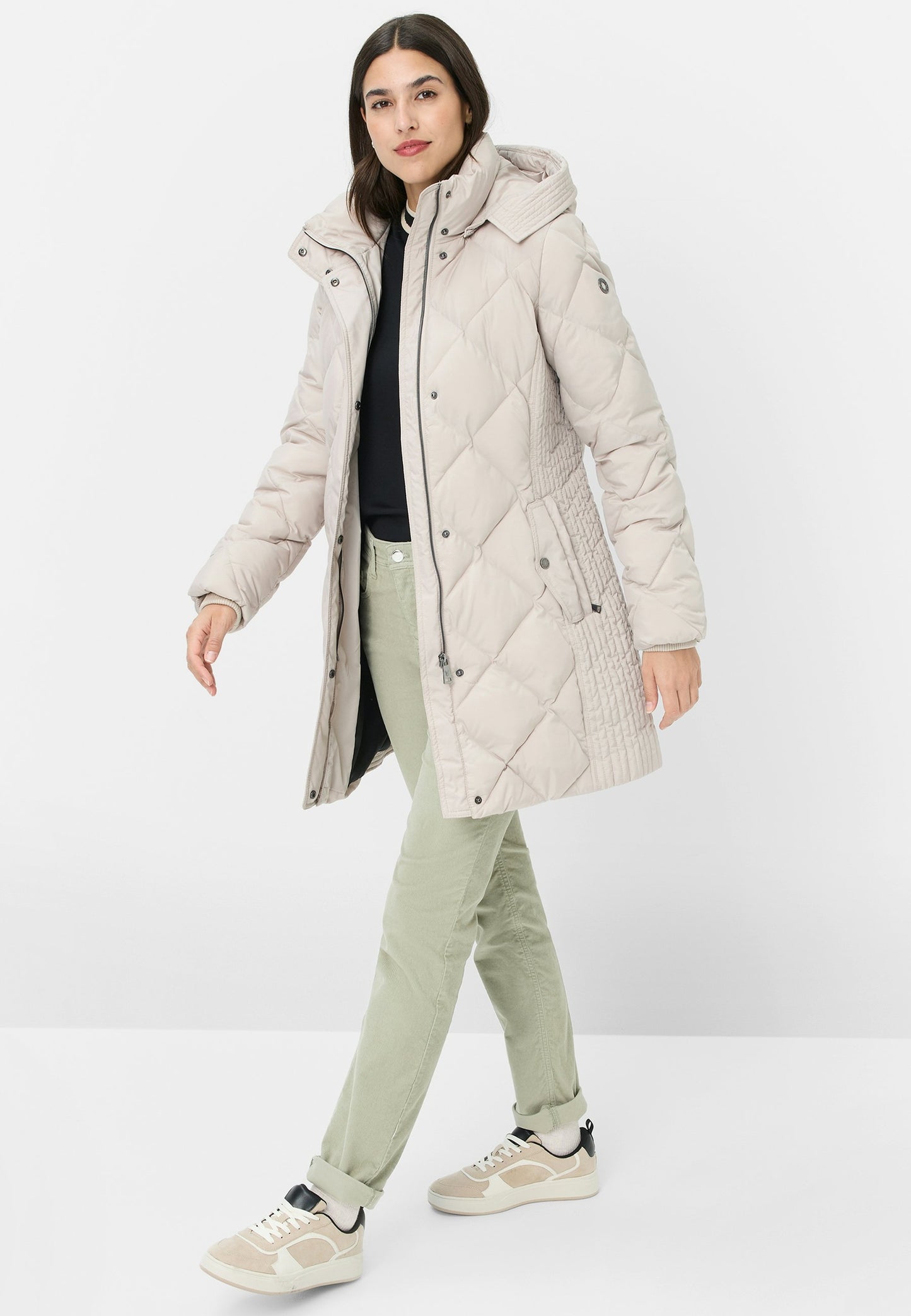 Steppkurzmantel (Beige/kitt)
