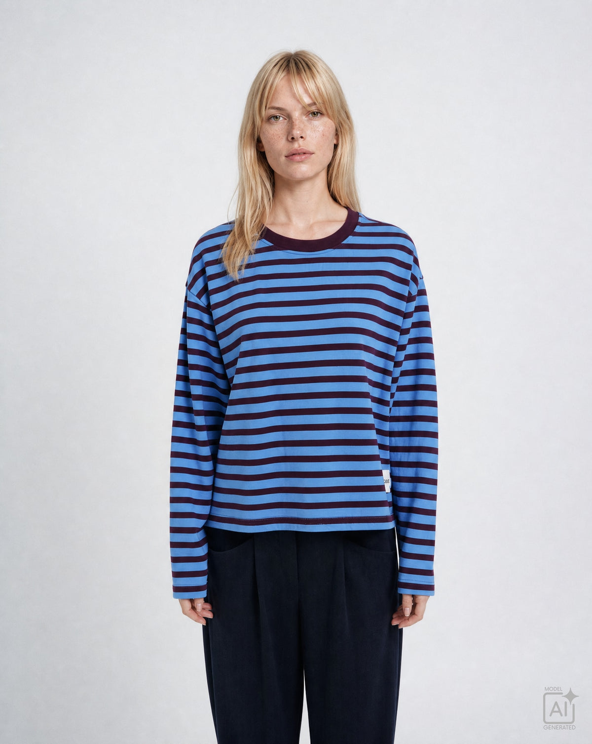 Boxy  Sweatshirt Soul Studio Striped (Saphire)