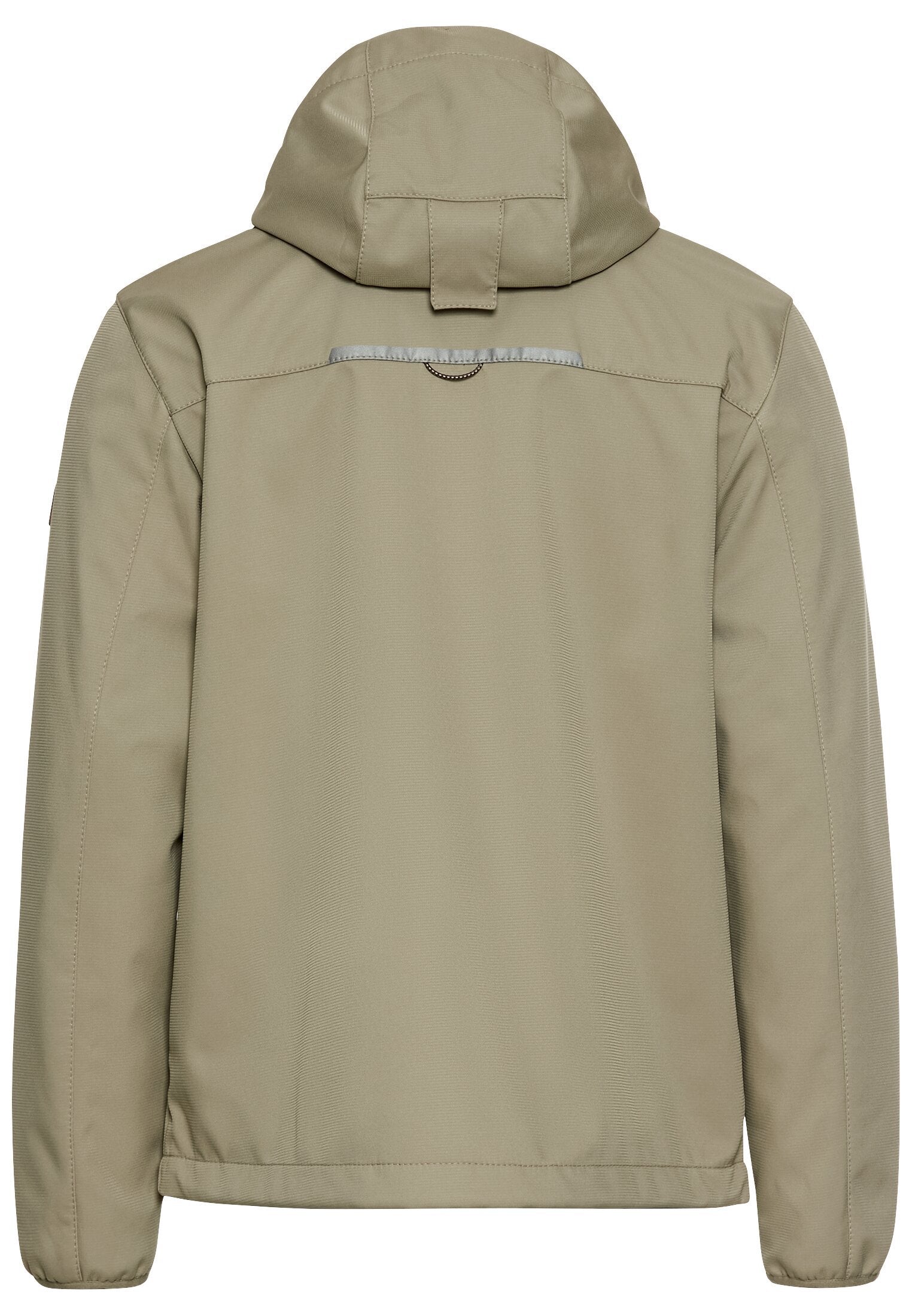 Softshelljacke mit abnehmbarer Kapuze und reflektierenden Details (Khaki)