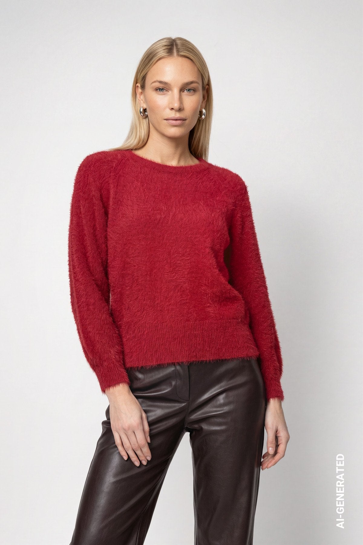 Strickpullover mit Plüsch (Red Dahlia)