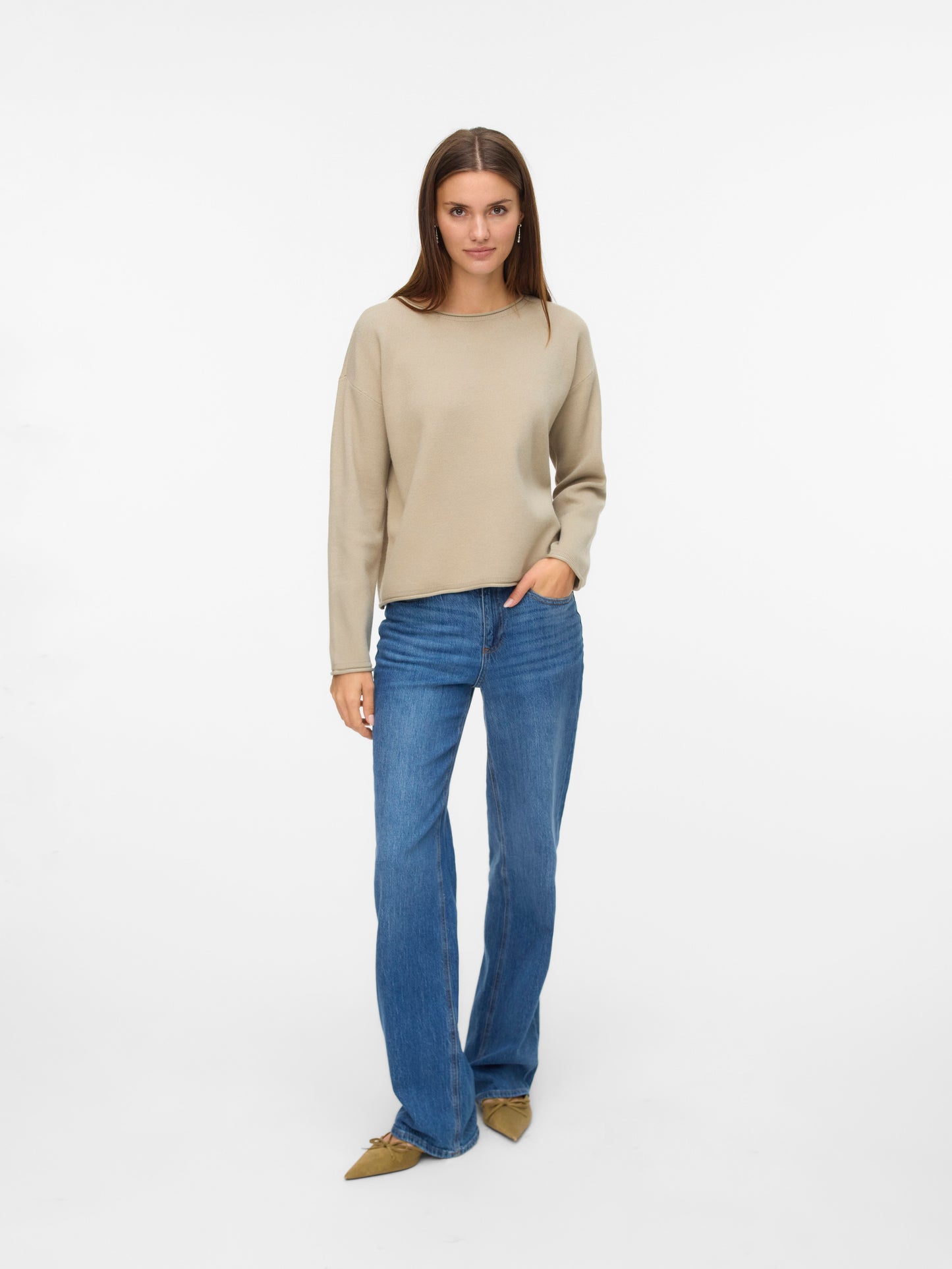 Vmsaba Roll Ls O-neck Pullover Ga Noos (Abbey Ston)