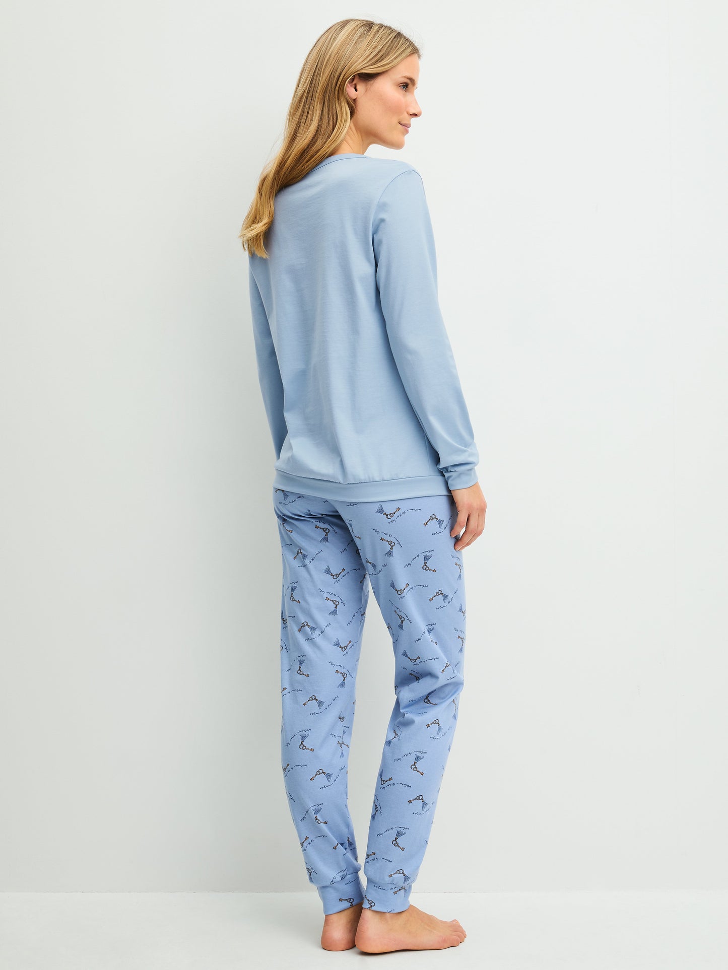 DAMEN Pyjama mit Bündchen (Dusty Grey)