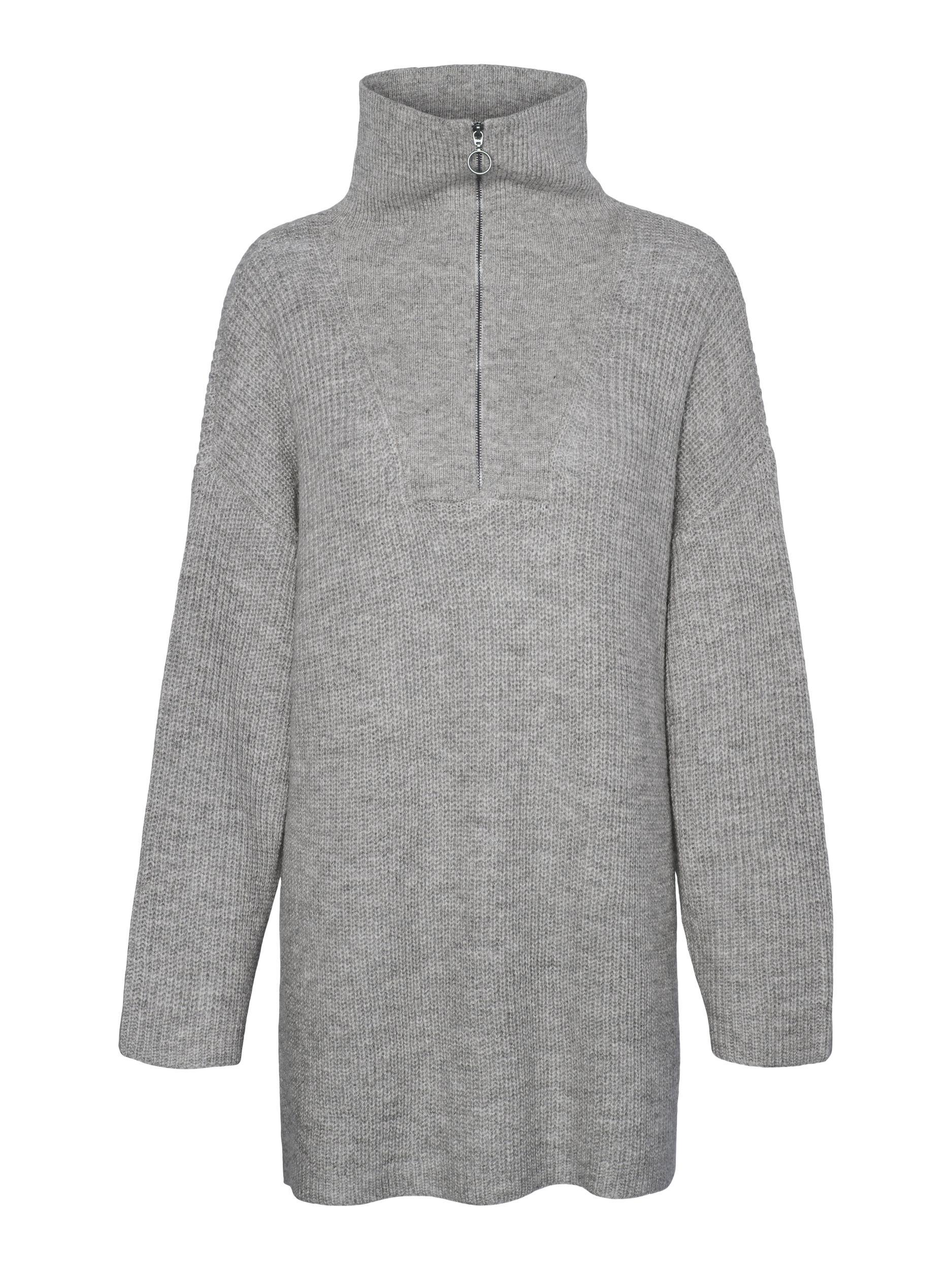 Vmpernilla Ls Highneck Zipper Pull Ga (Light Grey Me)