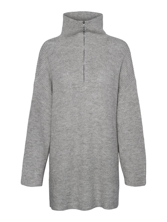 Vmpernilla Ls Highneck Zipper Pull Ga (Light Grey Me)