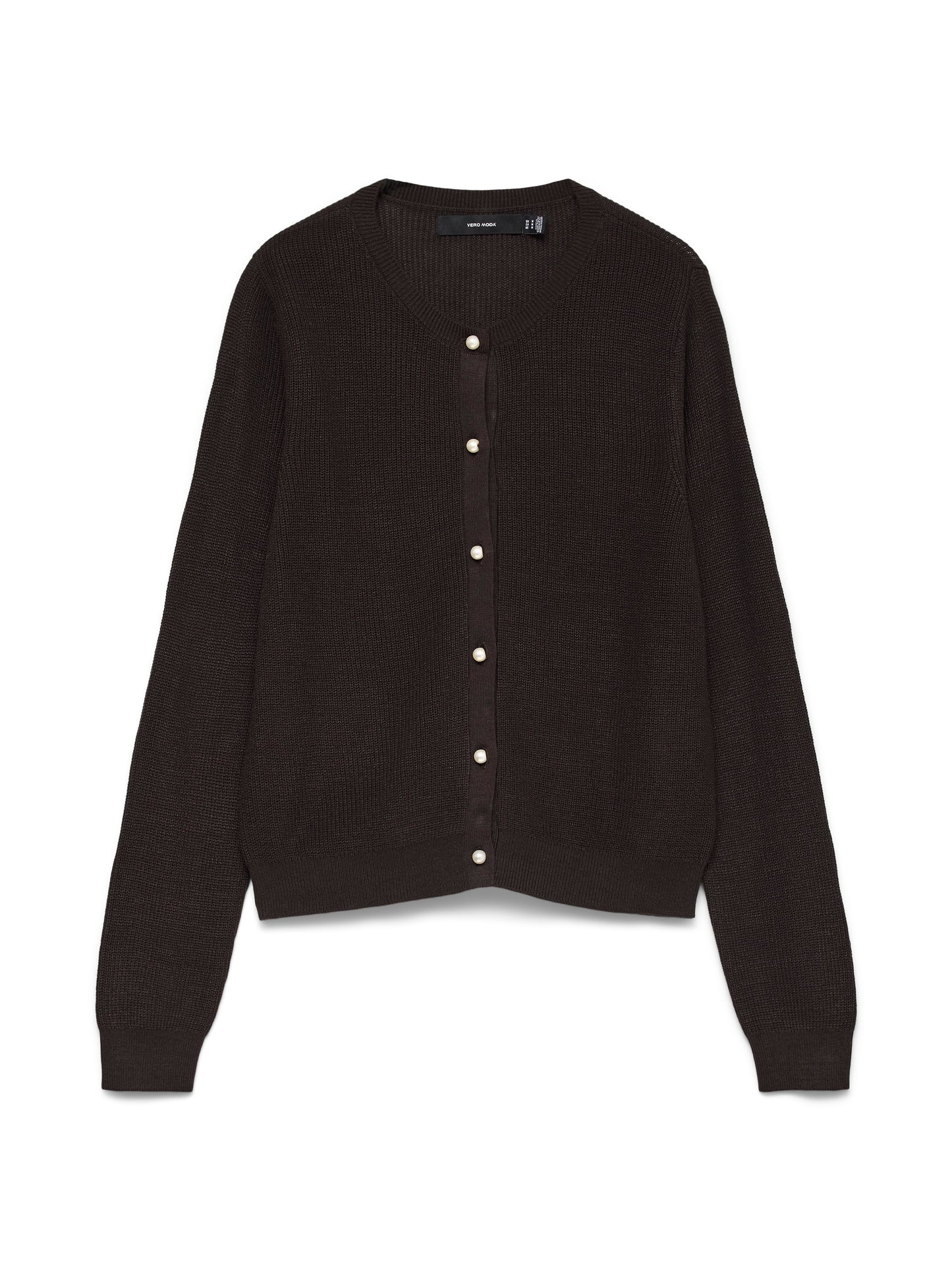 Vmnewlex Pearl Ls O-neck Cardigan (Chocolate)