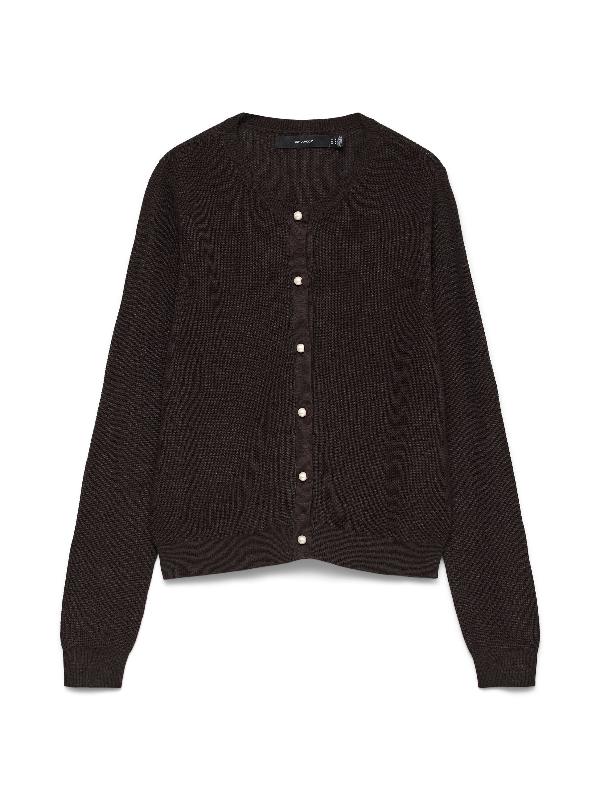 Vmnewlex Pearl Ls O-neck Cardigan (Chocolate)