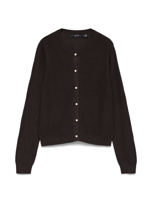 Vmnewlex Pearl Ls O-neck Cardigan (Chocolate)