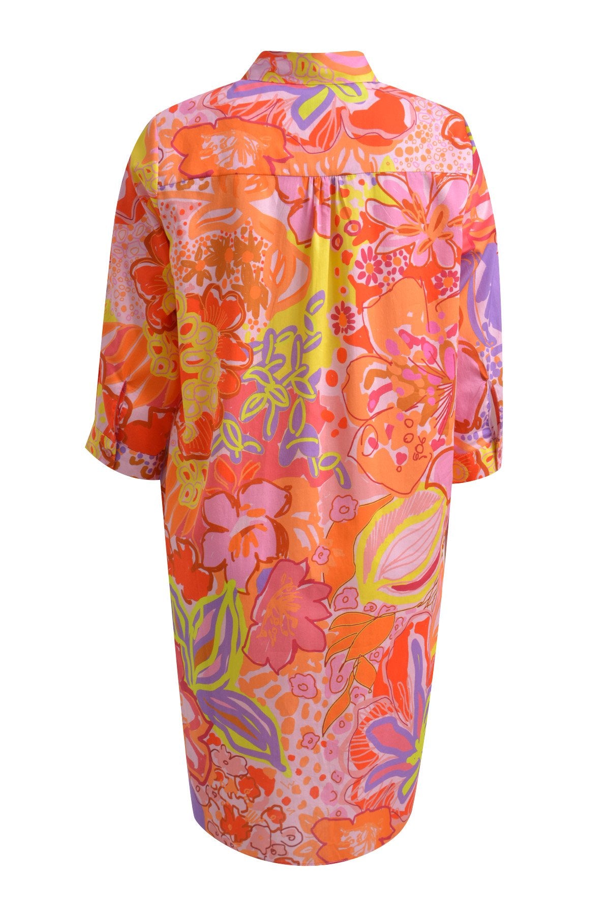 Basic Shirt Collar Dress (Mandarin Print)