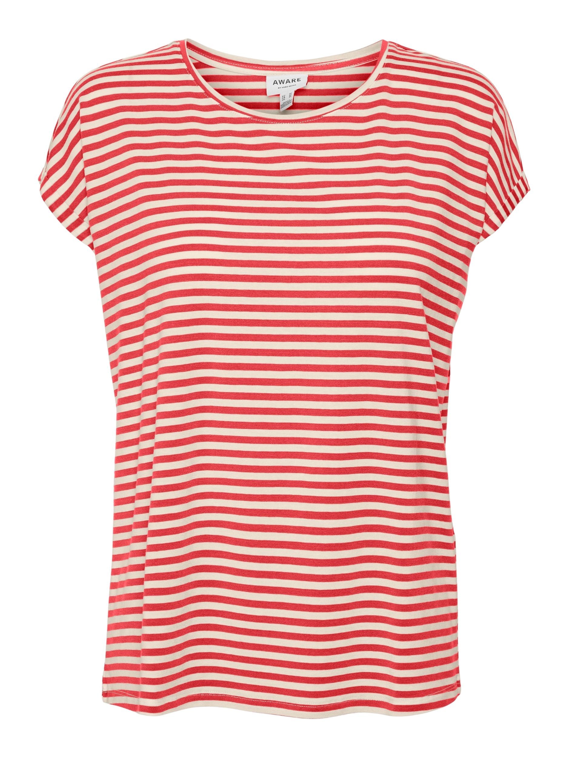 Vmava Plain Ss Top Stripe Ga Jrs  Noos (Cayenne/pr)