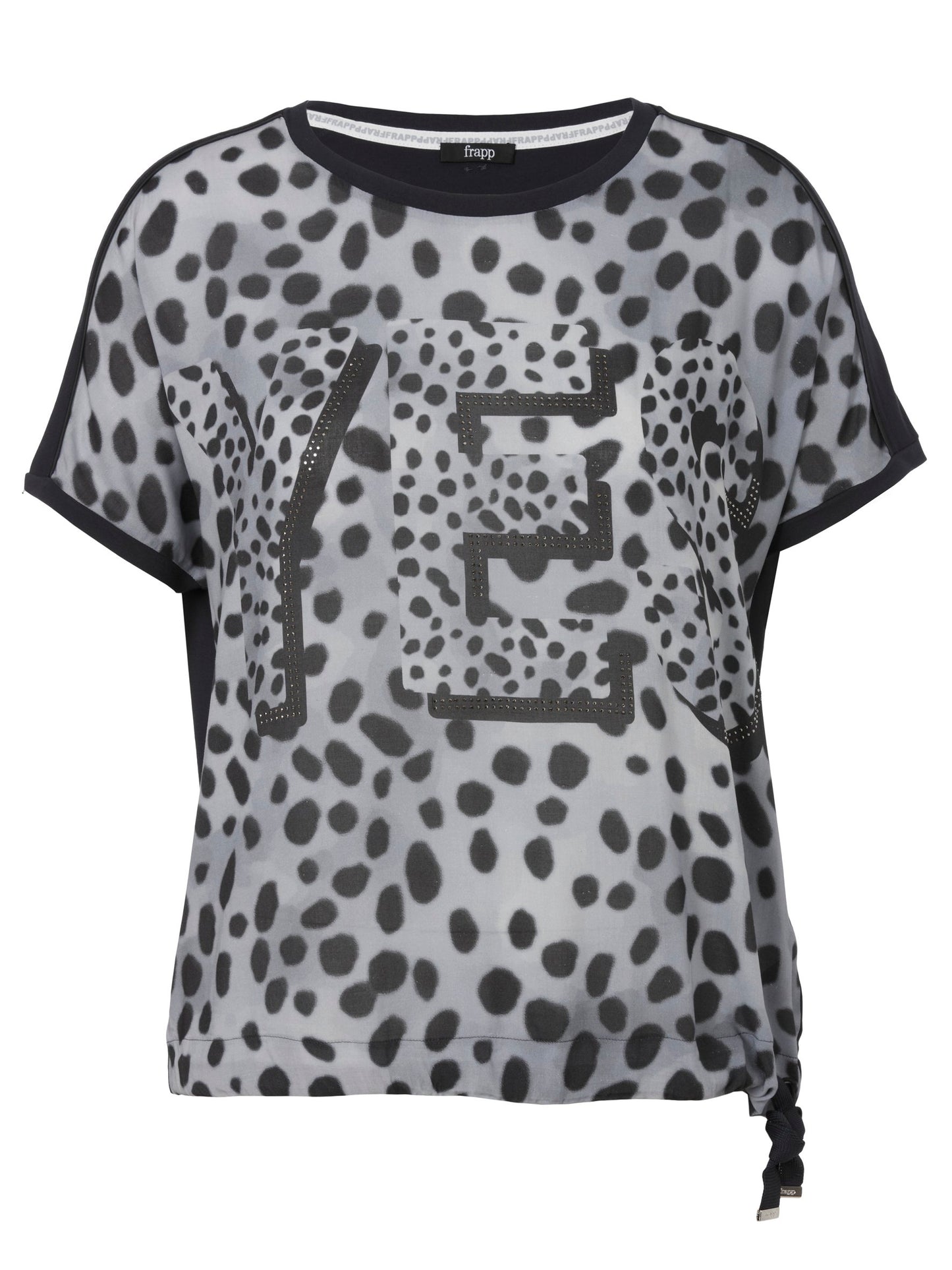 Bluse Rundhals ohne Arm Druck (Anthracite Multi)