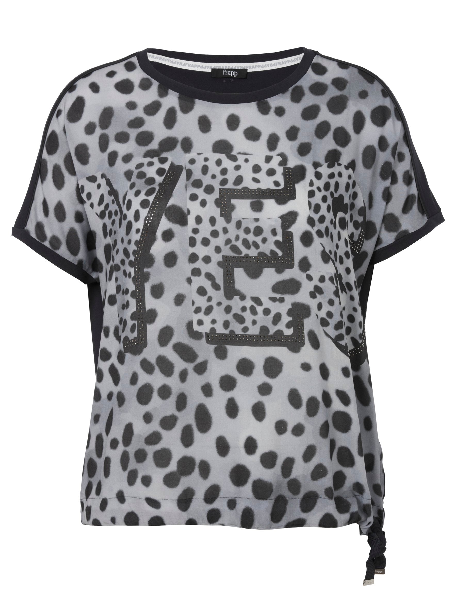 Bluse Rundhals ohne Arm Druck (Anthracite Multi)