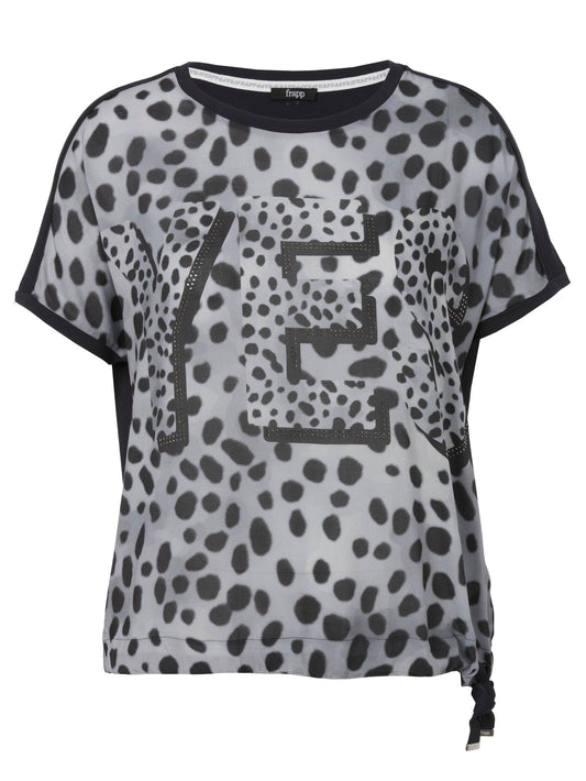 Bluse Rundhals ohne Arm Druck (Anthracite Multi)