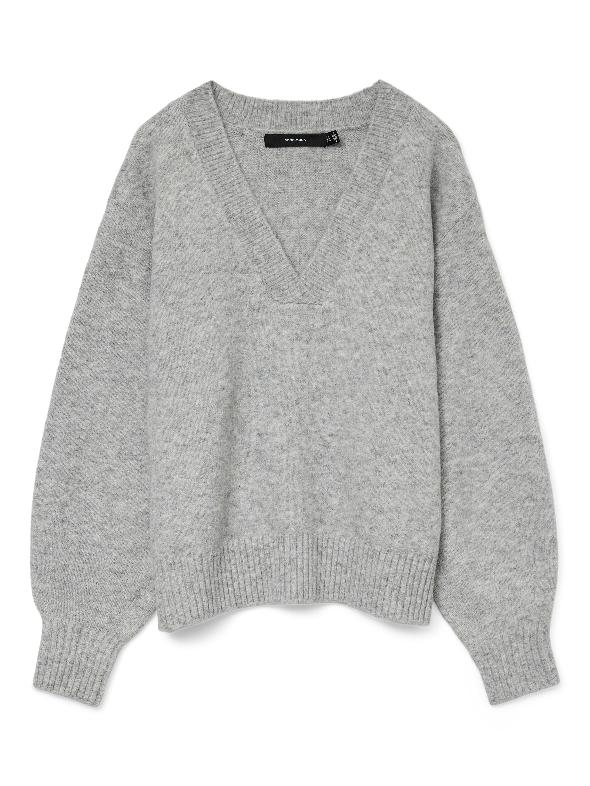 Vmboom Ls V-neck Pullover Noos (Light Grey Me)