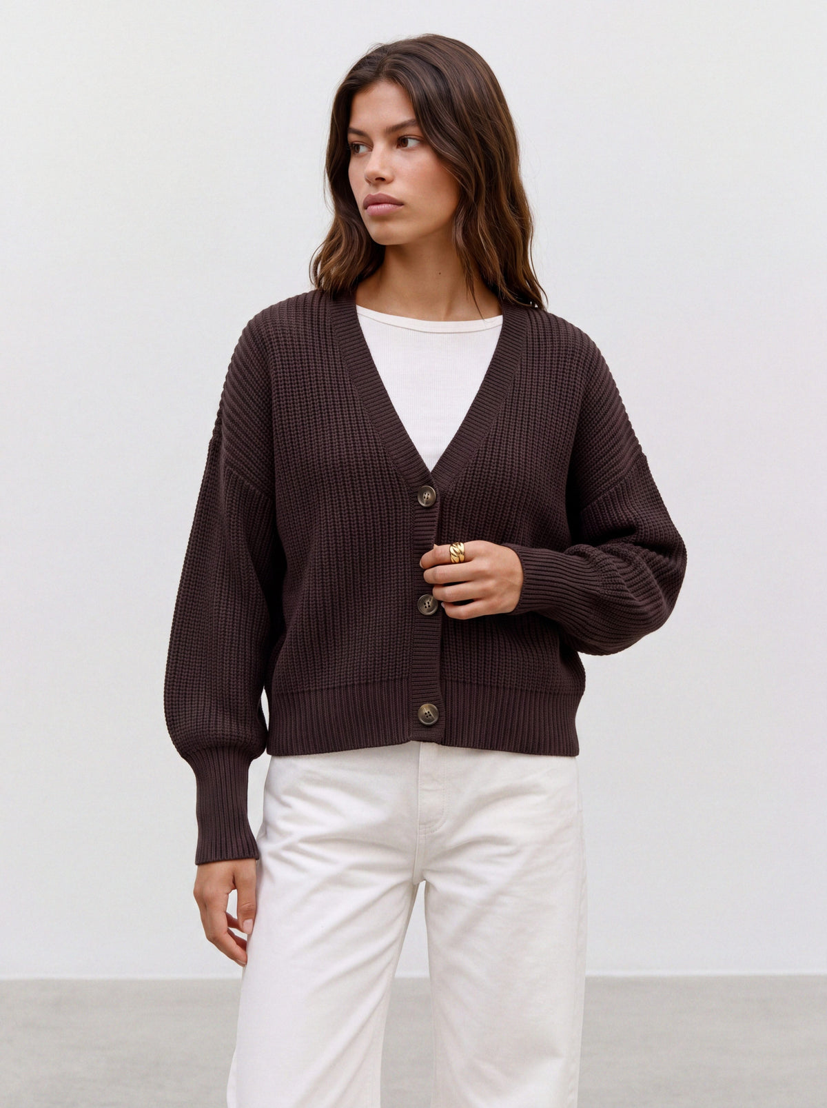 Vmlea Ls V-neck Cuff Cardigan Noos (Chocolate Tor)