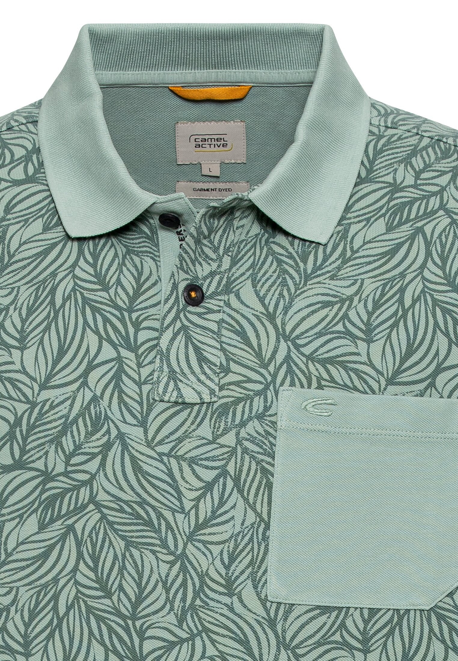 Piqué Poloshirt mit floralem Allover-Print (Aqua Green)