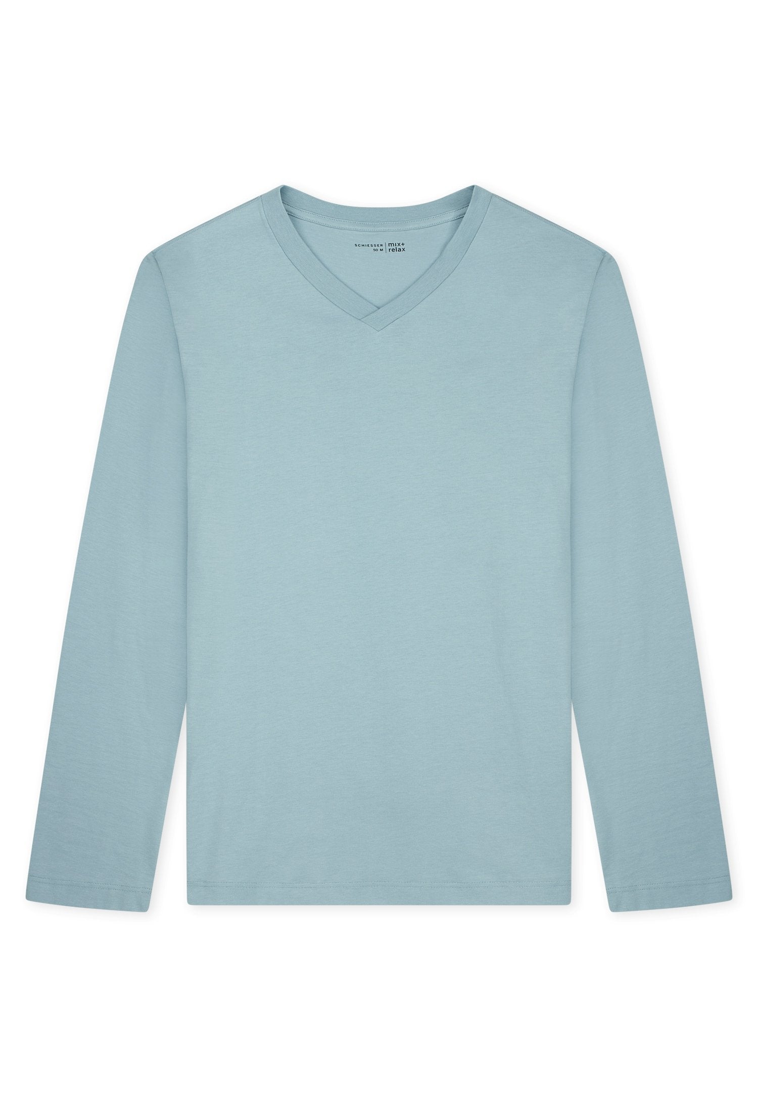 Langarmshirt V-Ausschnitt (Eisblau)