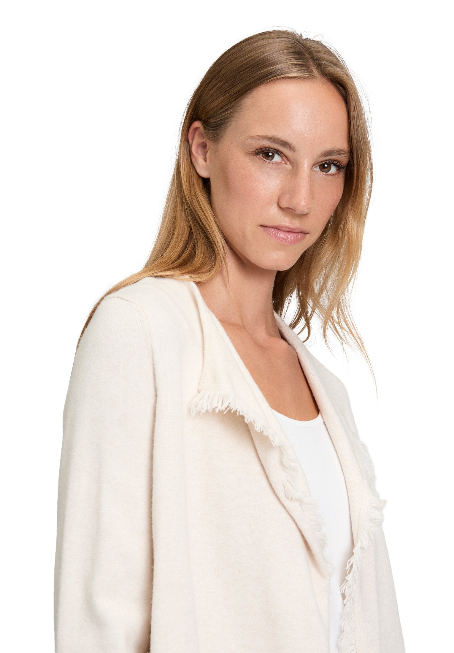 Casual-Strickjacke (Light Beige Mel)