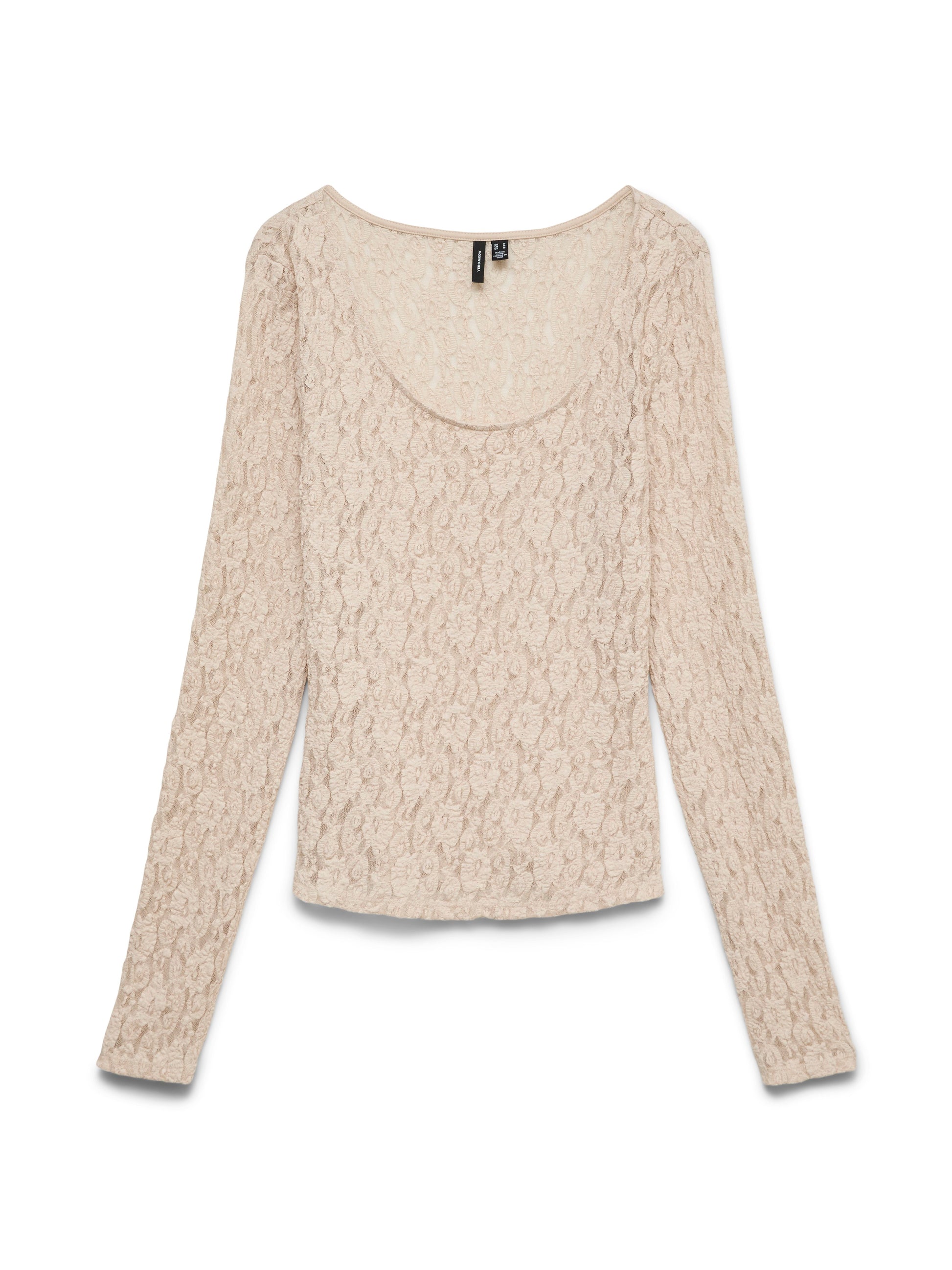 Vmflora Ls 2-way Lace Top Jrs Noos (Pumice Stone)