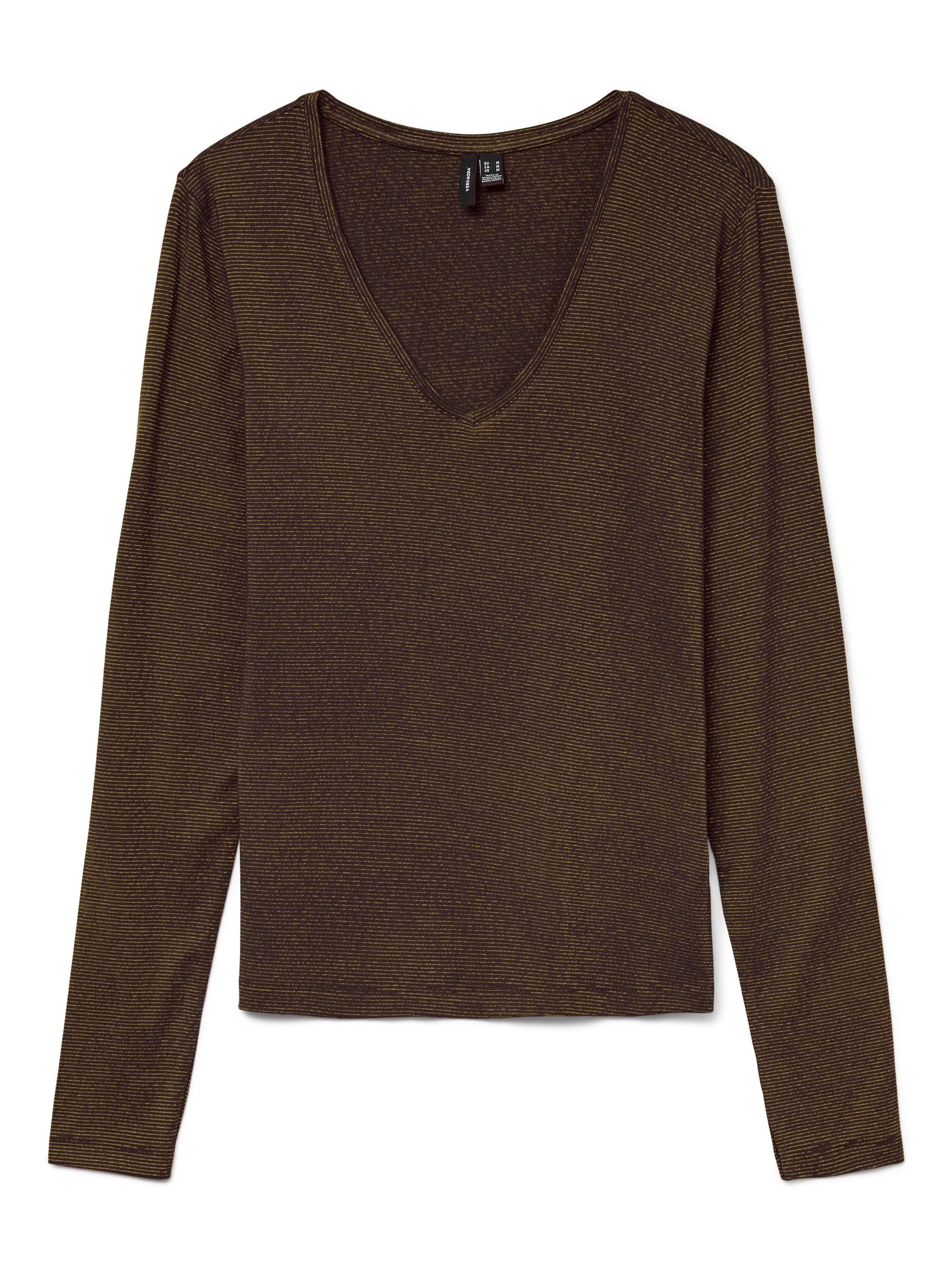 Vmlava Glitter Ls V-neck Top Stripe Noos (Chocolate)