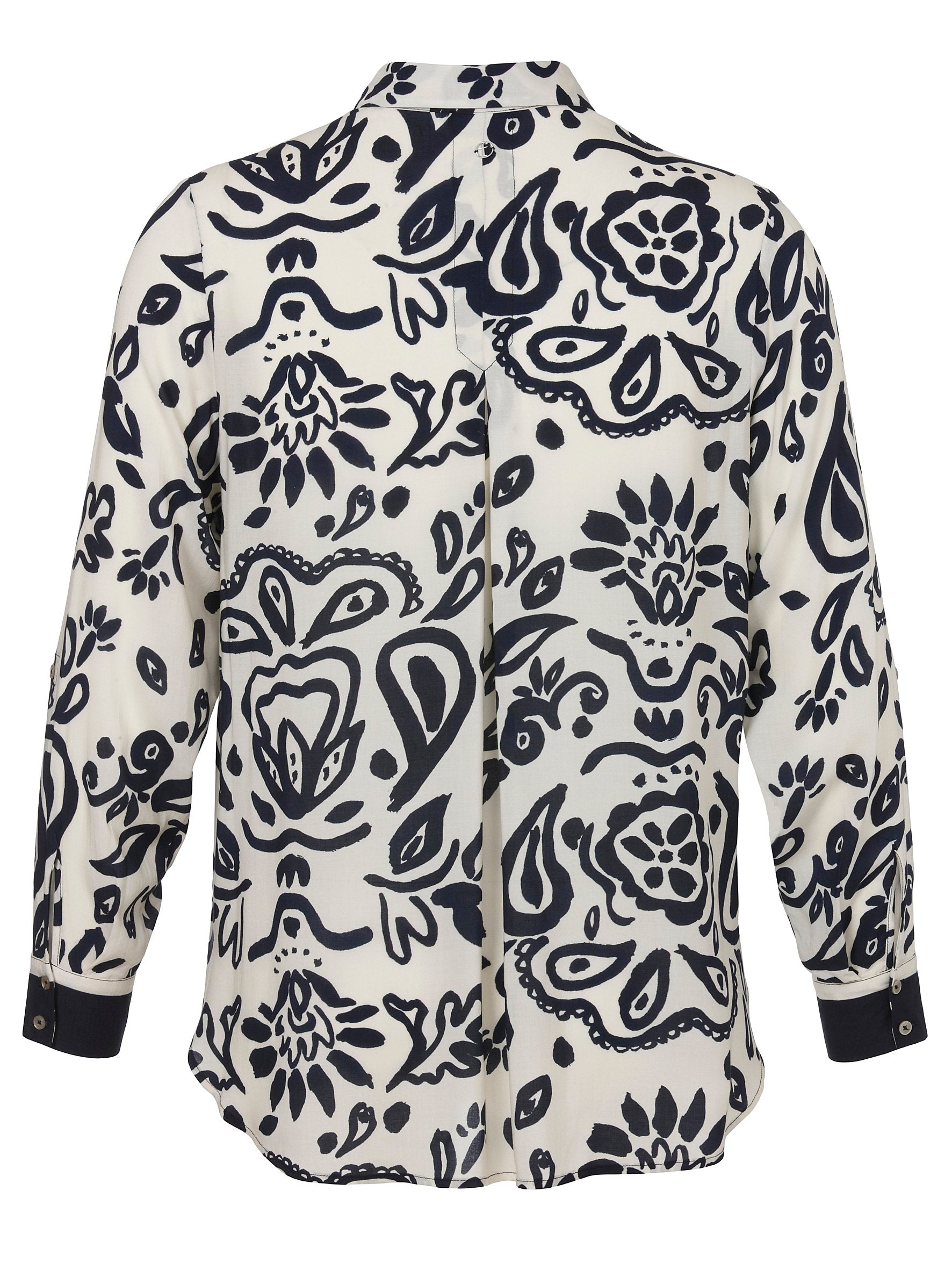 Bluse Hemdkragen 1/1 Arm Druck (Navy Multicolor)