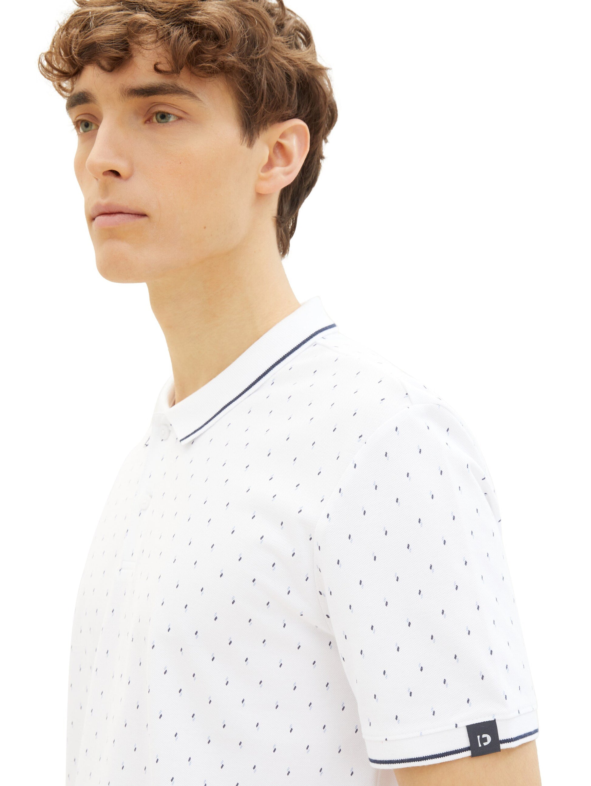 Poloshirt mit Allover-Print (White Mini Squ)