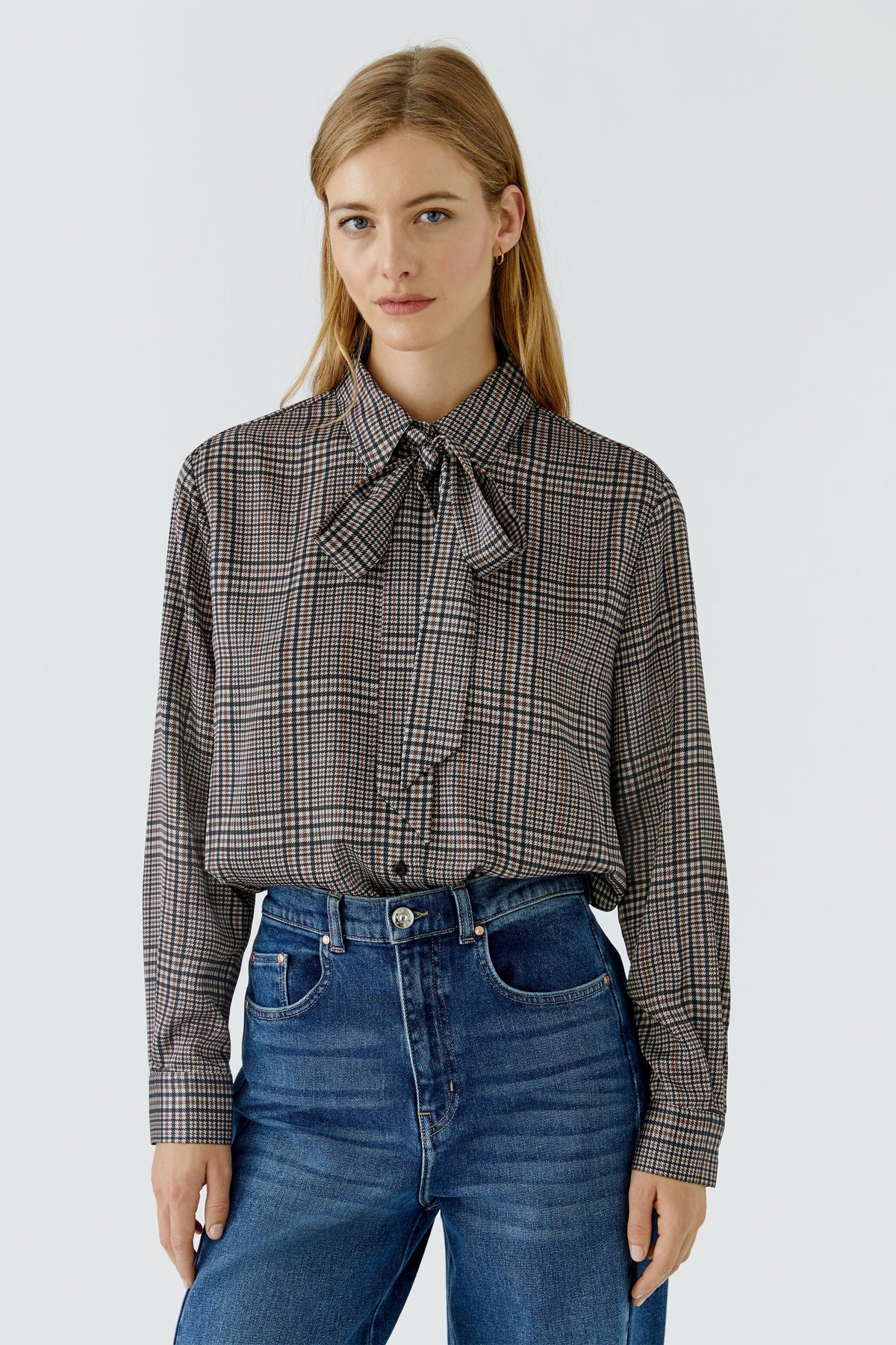 Schluppenbluse (Offwhite Brown)