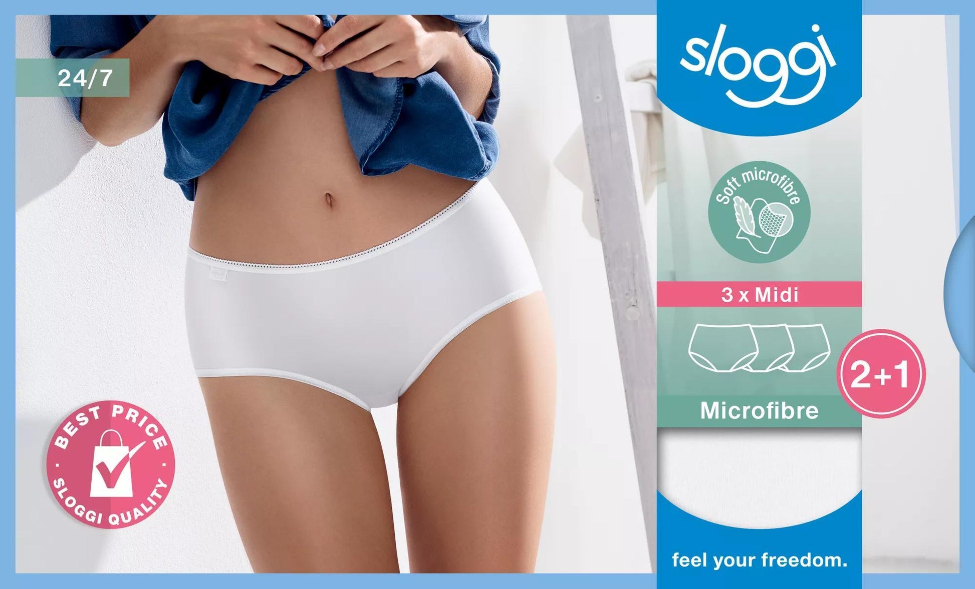sloggi 24/7 Microfibre Midi C3P (White)