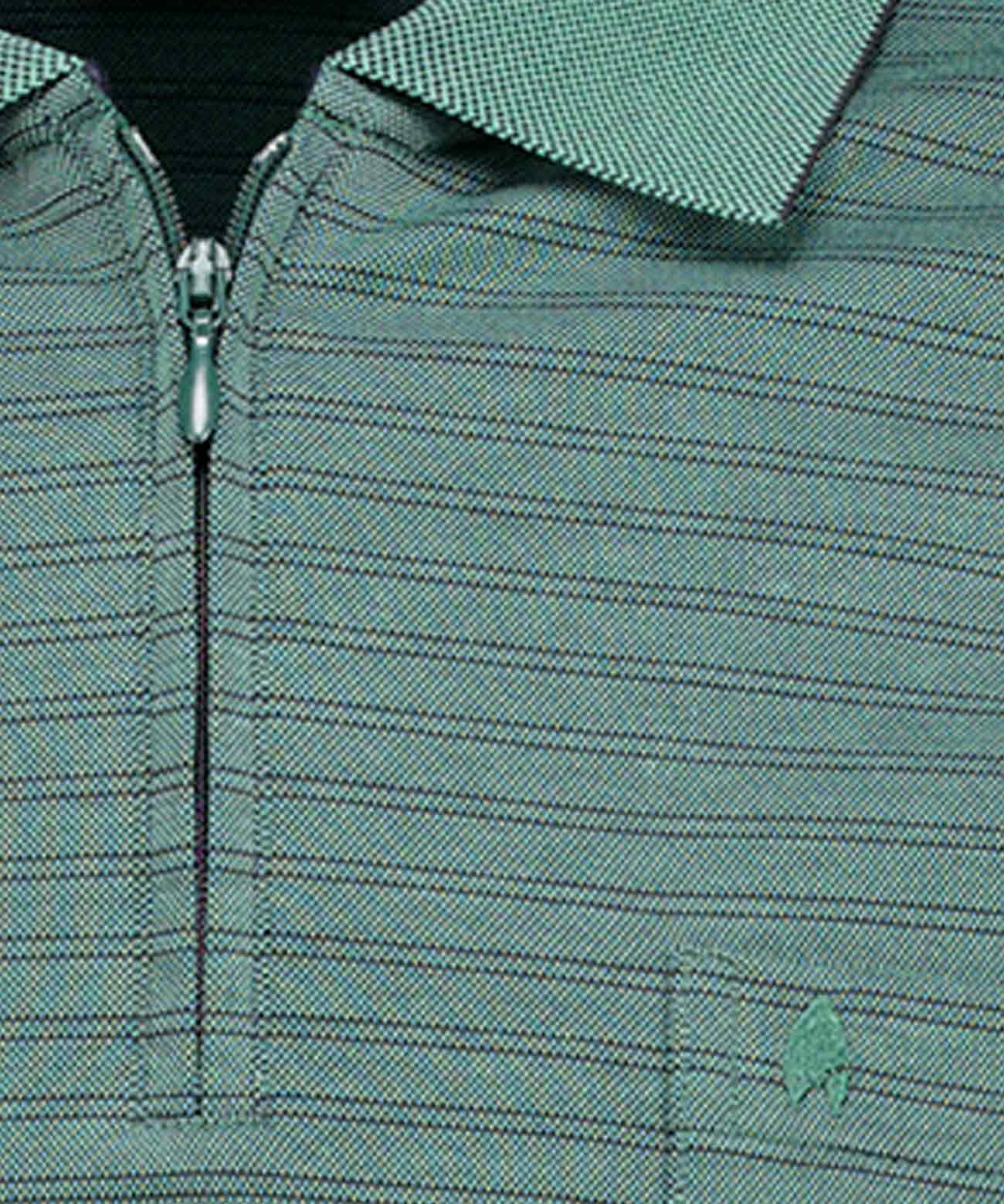 Fineliner-Poloshirt mit Reissverschluss, Langarm (Moosgrun)