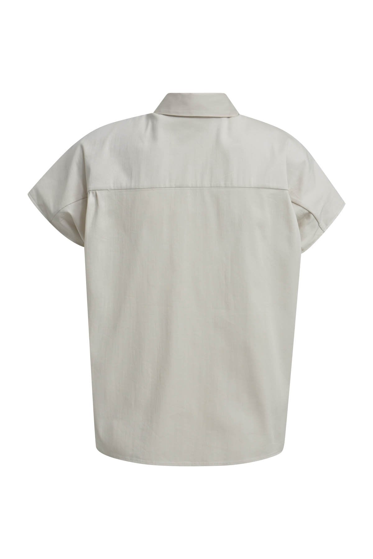 Dropped shoulder shirt collar blouse (Sand)