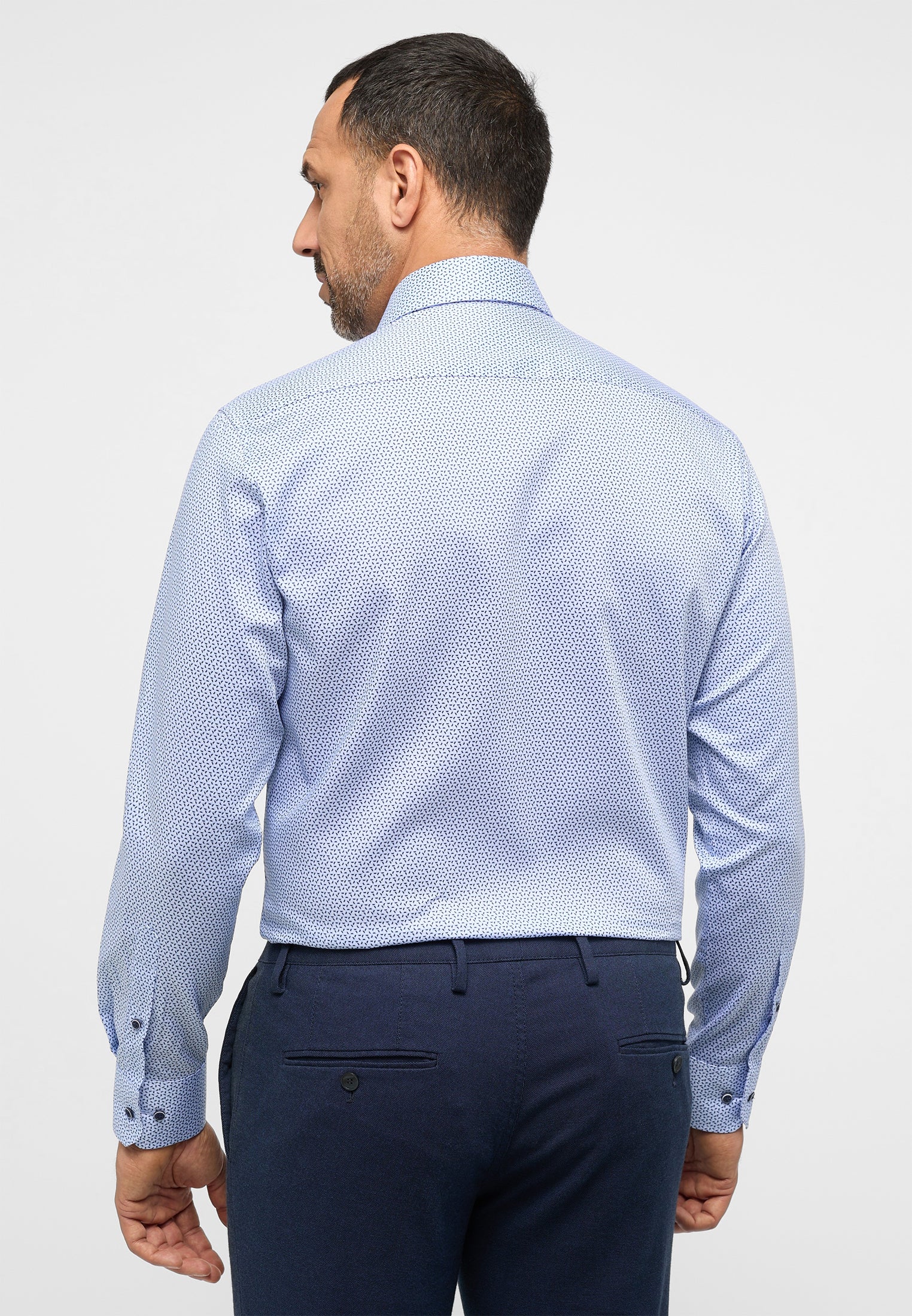 ETERNA bedrucktes Baumwollhemd MODERN FIT (Blau)