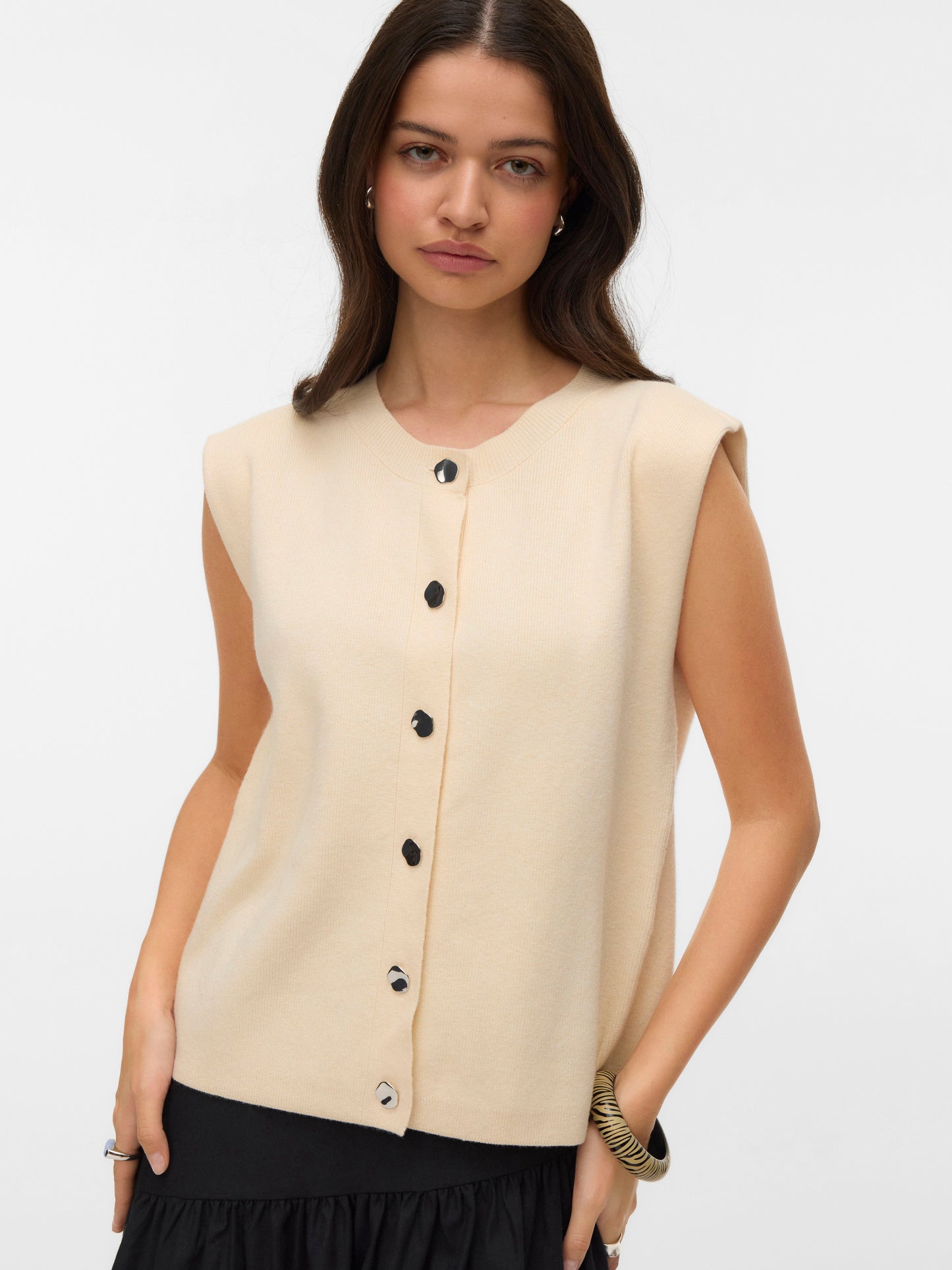 Vmgold Sl O-neck Button Vest Boo (Birch)