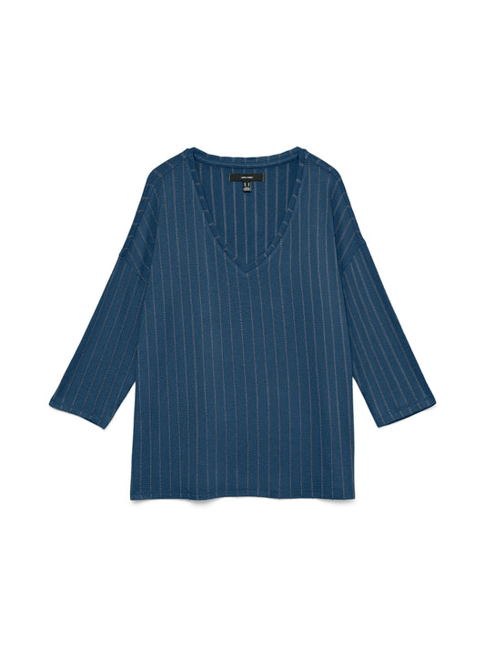 Vmbriannamix 3/4 V-neck Pullover Boo (Dark Denim)