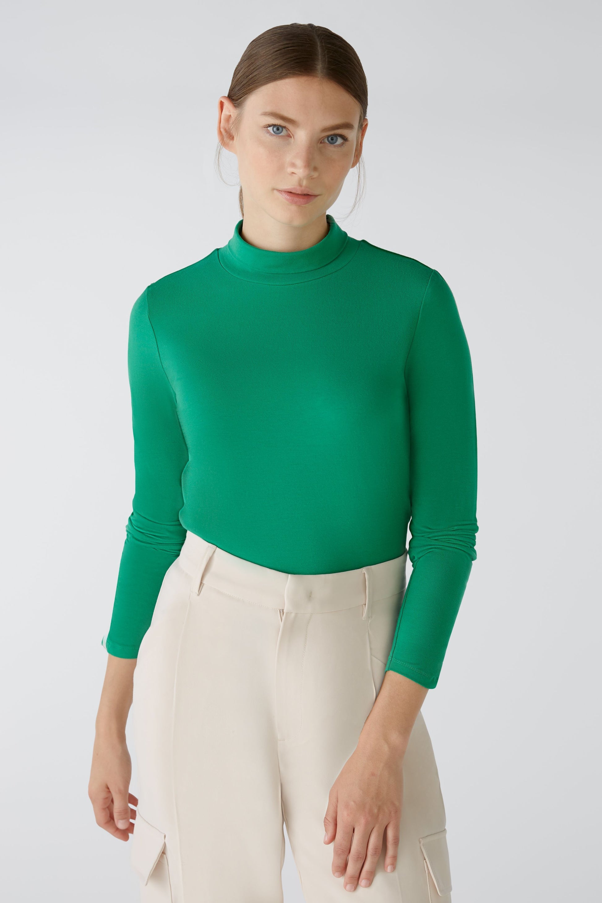 Stehkragenshirt elastische Cotton-Modalqualität (Green)