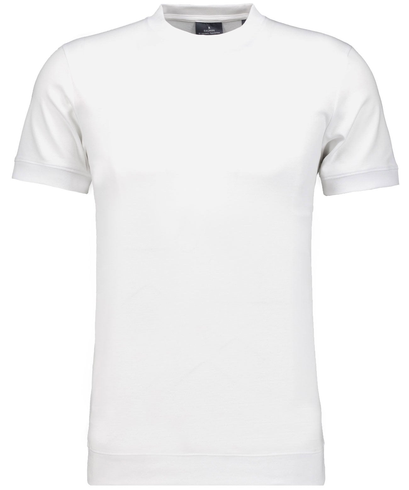 Pima T-Shirt Rundhals mit Bündchen (Weiss)