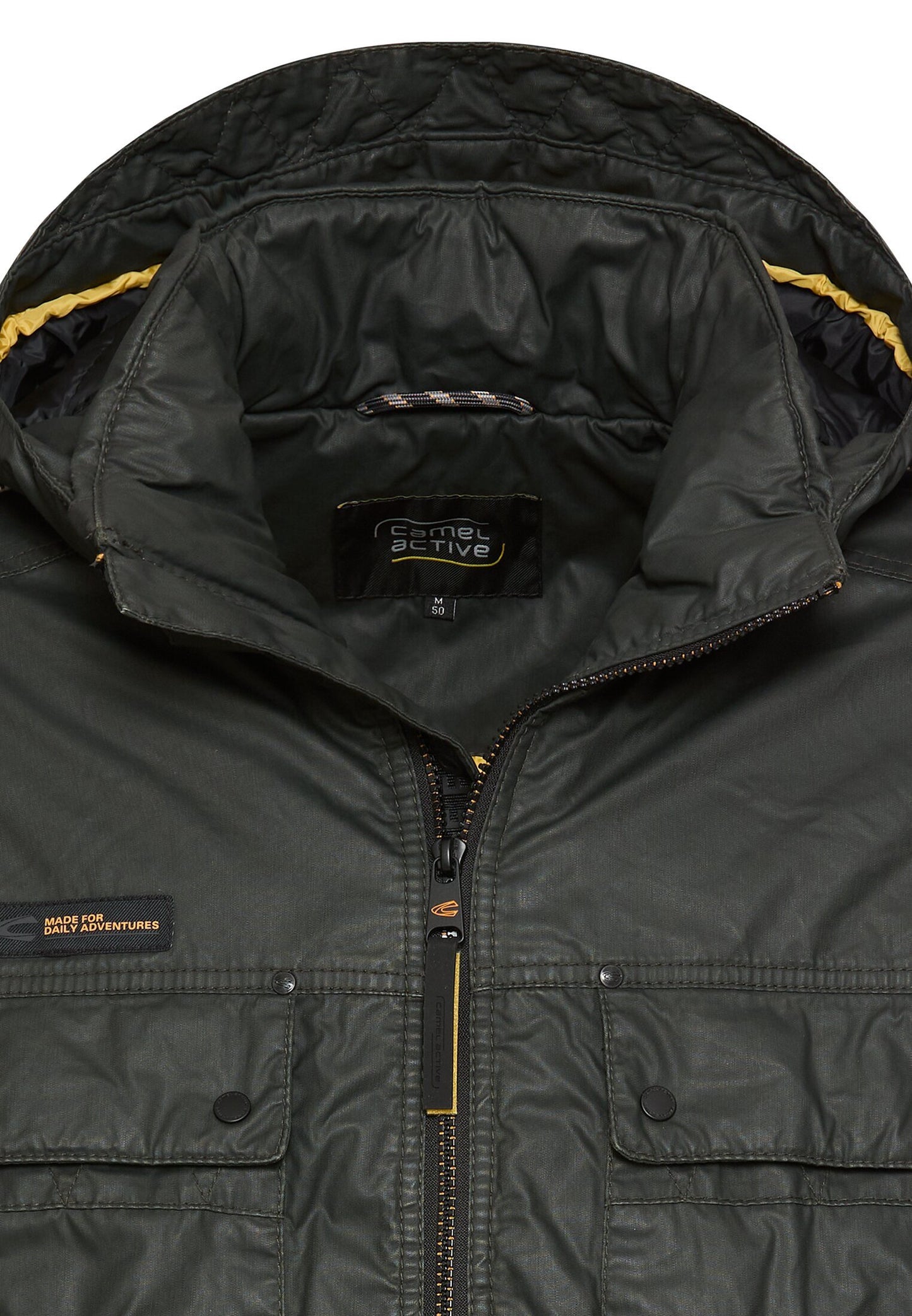 Multipocket Jacke aus gewachster Baumwolle (Dark Olive Green)