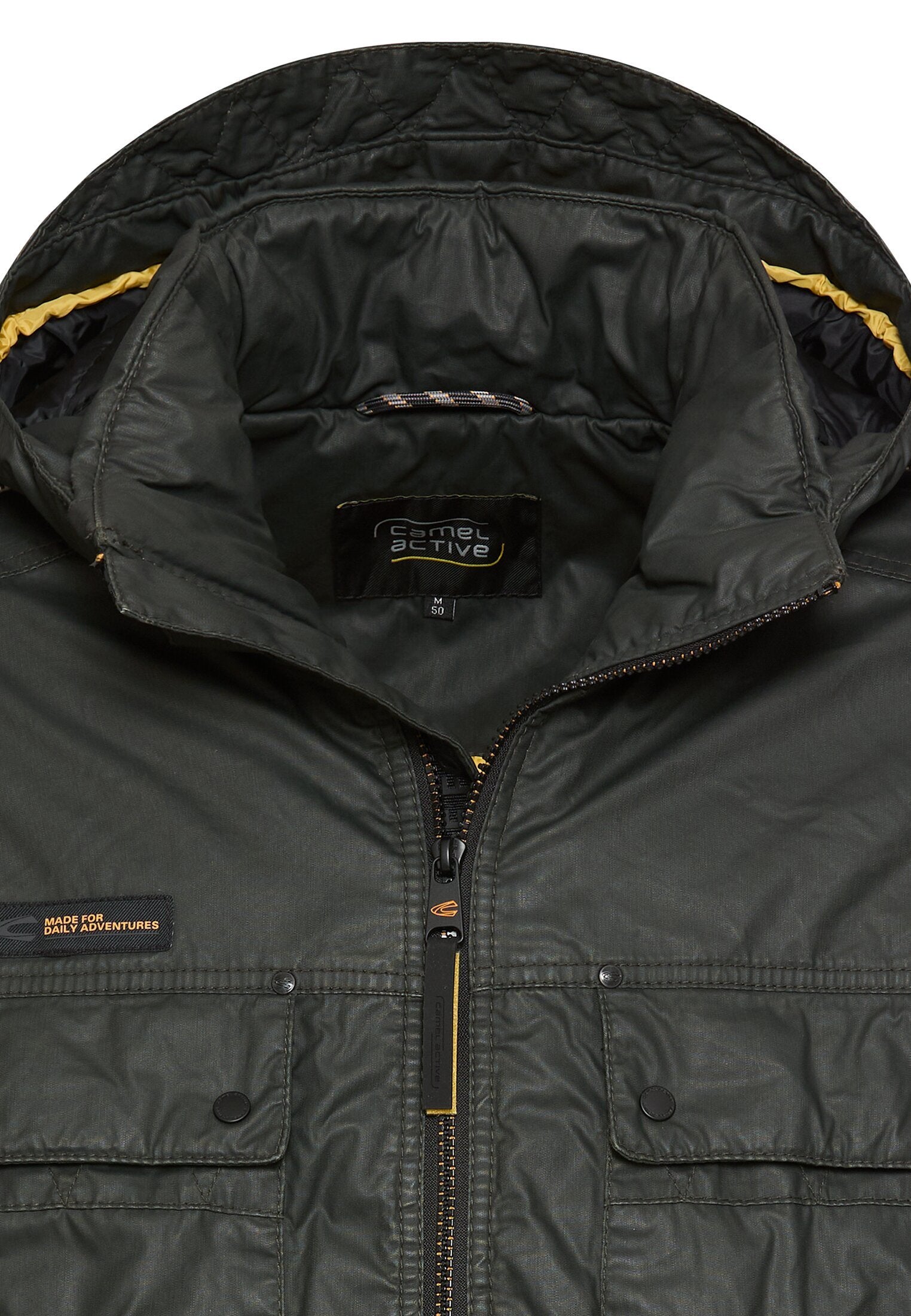 Multipocket Jacke aus gewachster Baumwolle (Dark Olive Green)