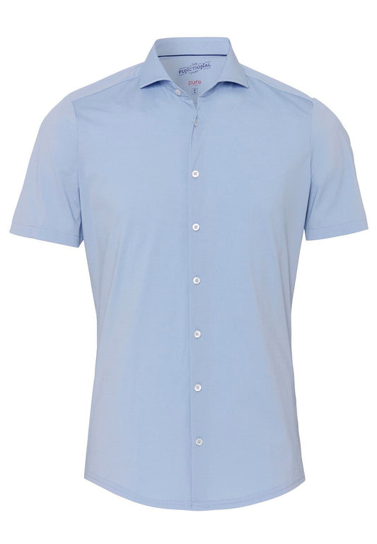 PURE- Functional Hemd Halbarm (Uni Mittelblau)