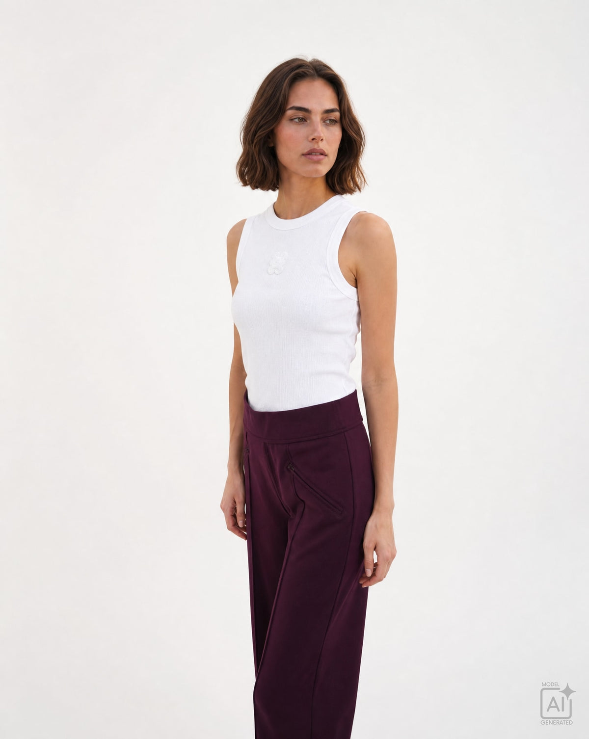 Interlock Pants With Zipped Pockets (Plum)