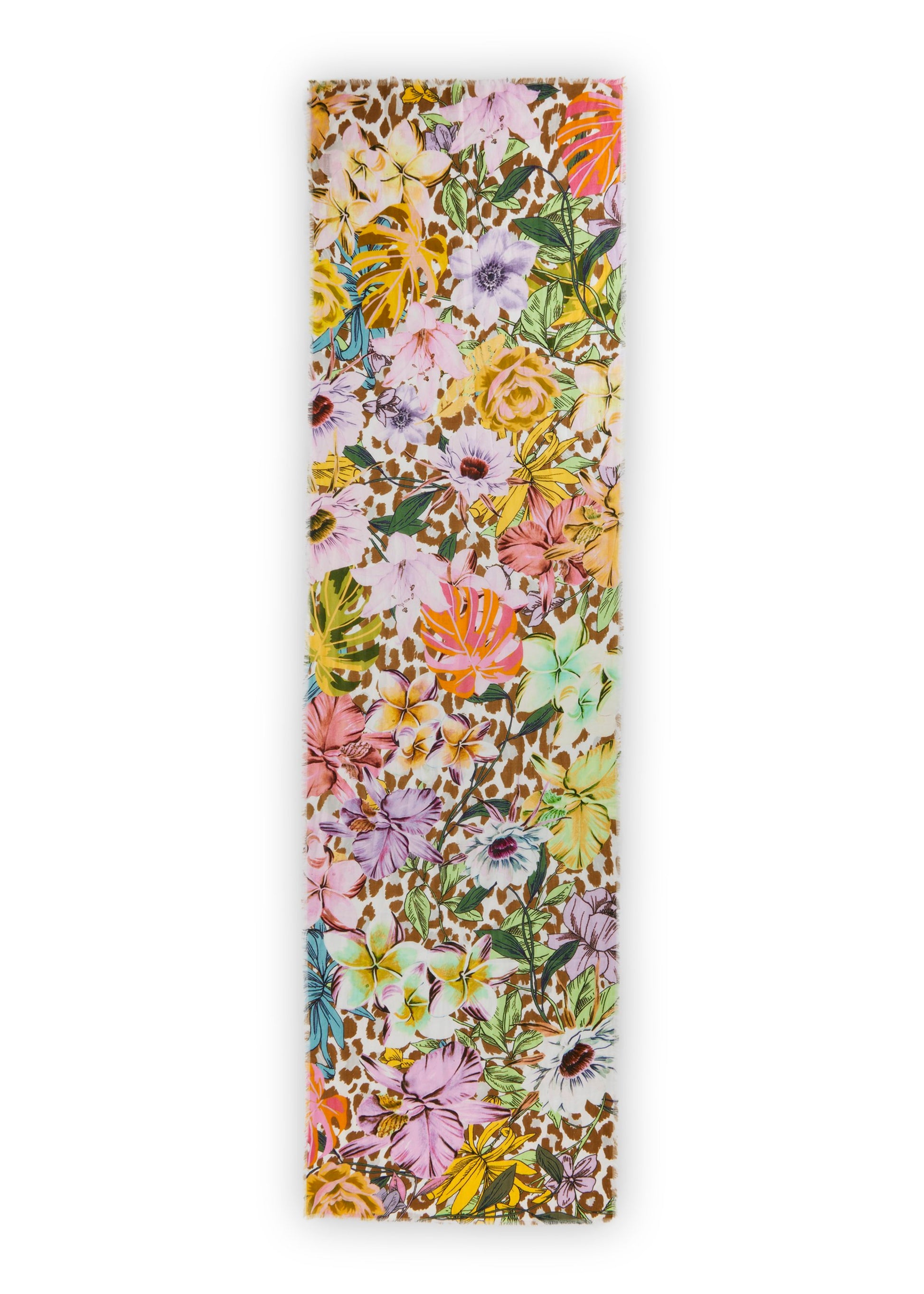 Schal aus Biobaumwolle mit Blumenmotiven (Bei2 Beige)