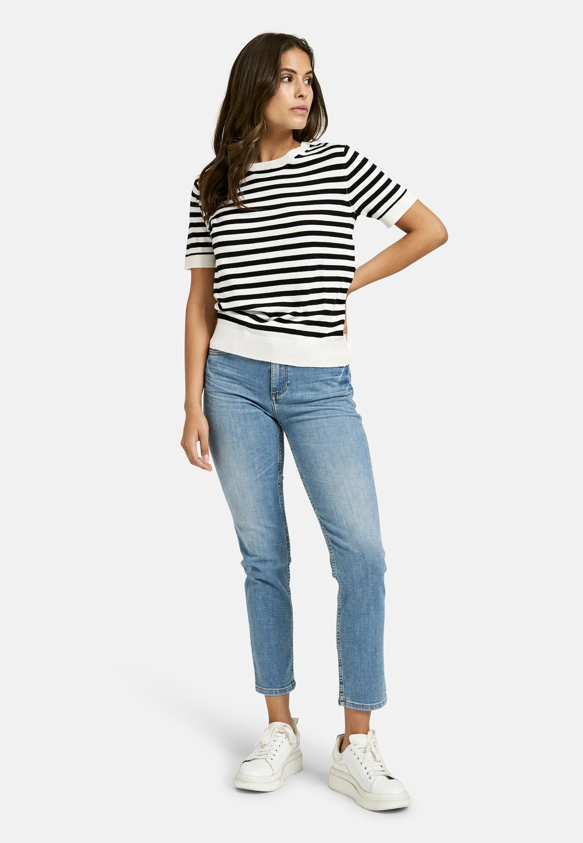 Striped Half Slv Pullover (Marine Print)