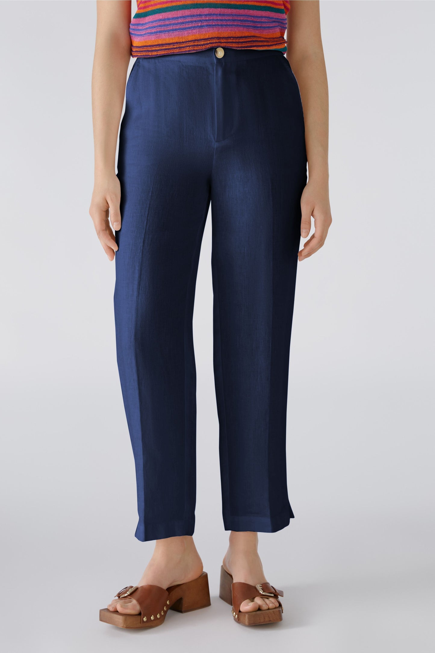 Leinenhose Mid waist , cropped (Darkblue)