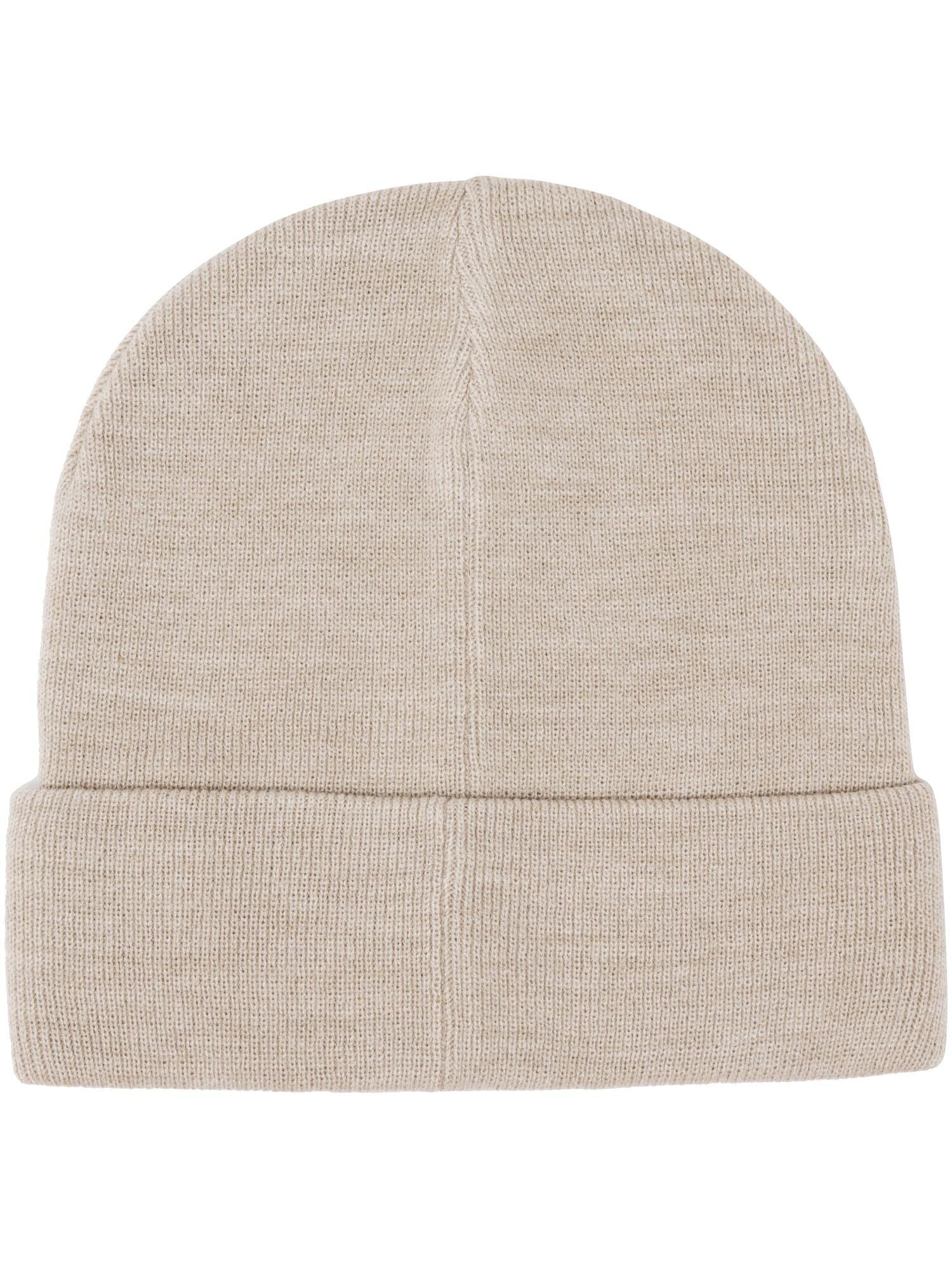 Polyacryl Kopfbedeckung Einfarbige bugatti Beanie mit breitem Rand (Beige)