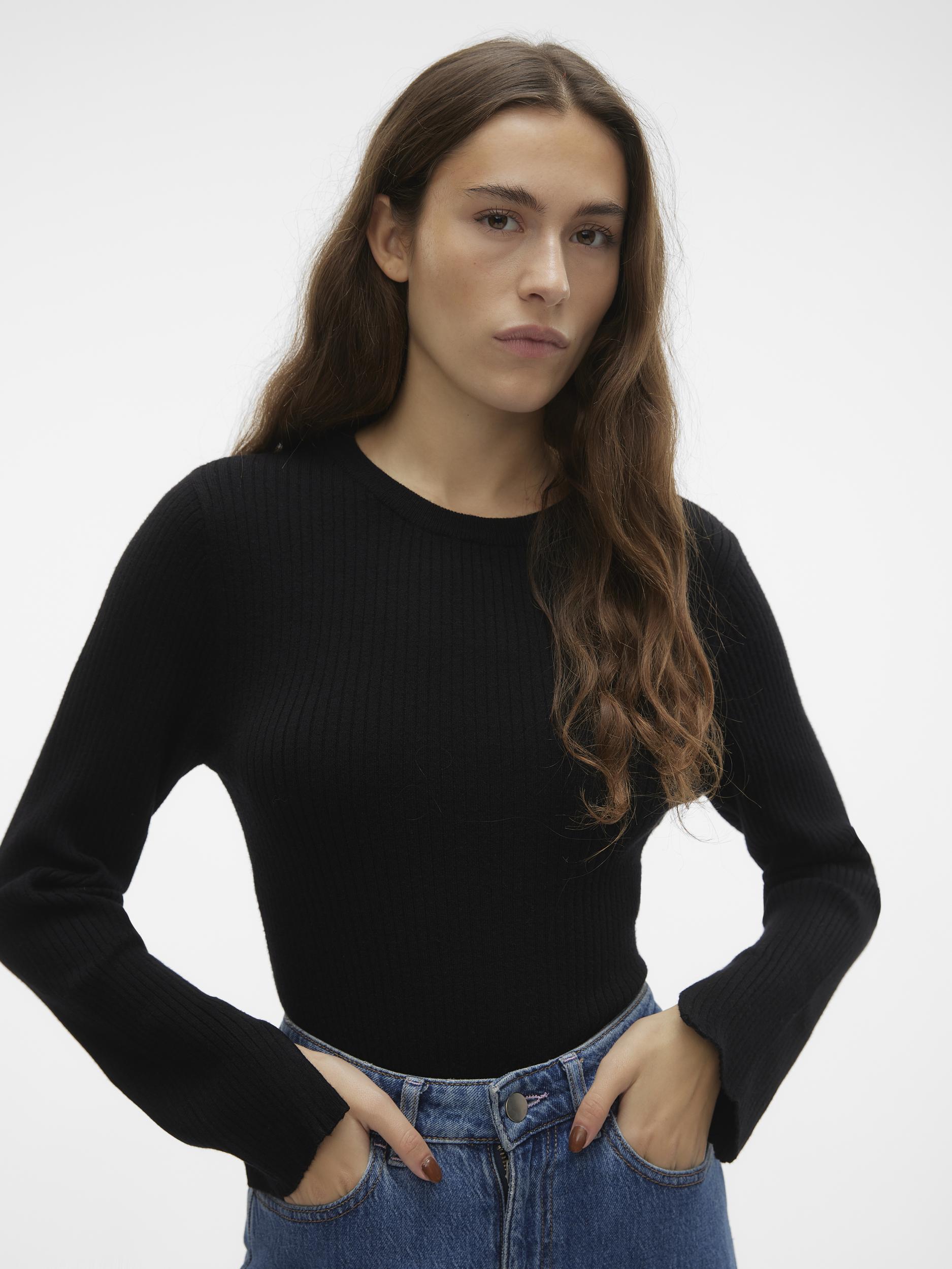 Vmgold Rib Ls O-neck Pullover (Birch/w. B)